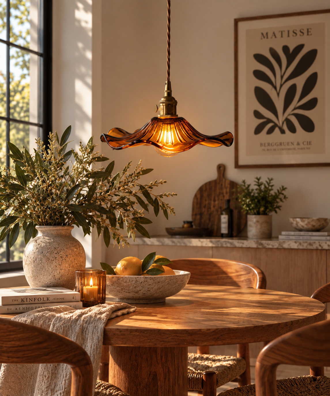 HIBISKUS 22 Pendellampa Brun – Taklampa i glas