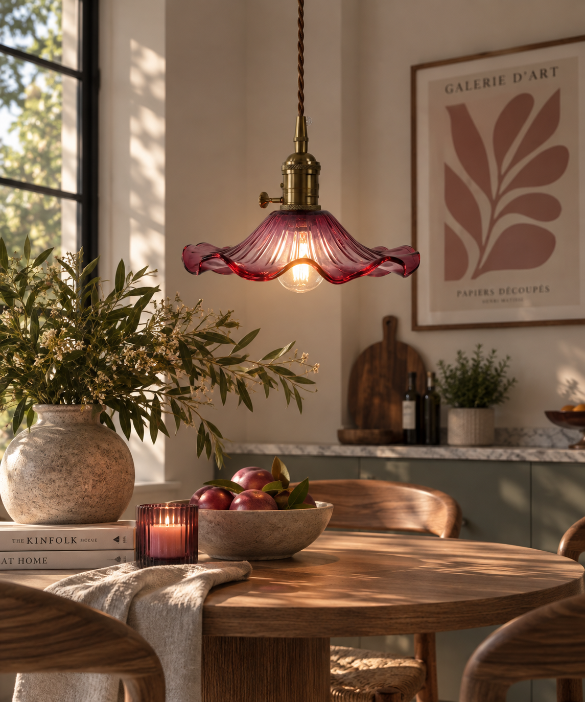 HIBISKUS 22 Pendellampa Rosa – Taklampa i glas
