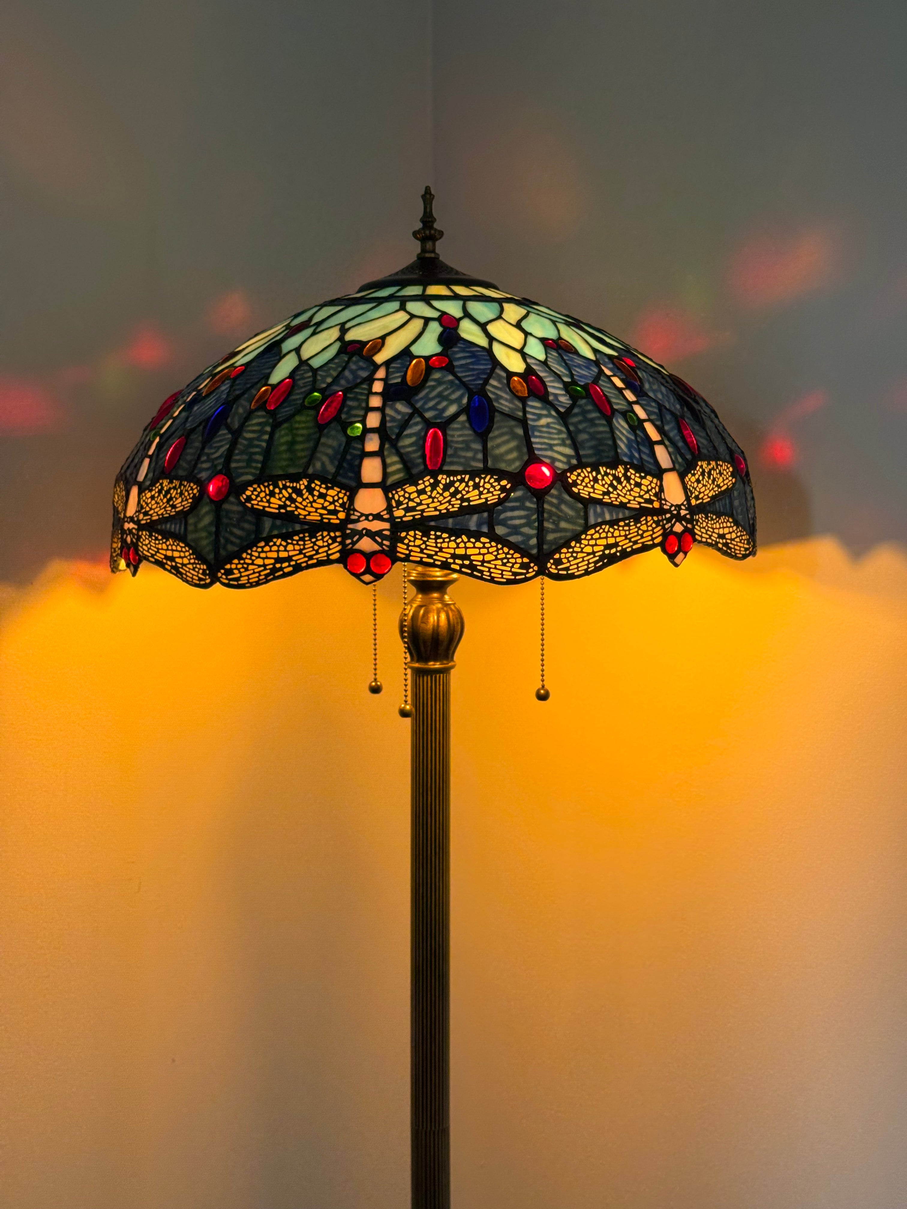 Tiffany Golvlampa Dragonfly Blue Mint 50Ø