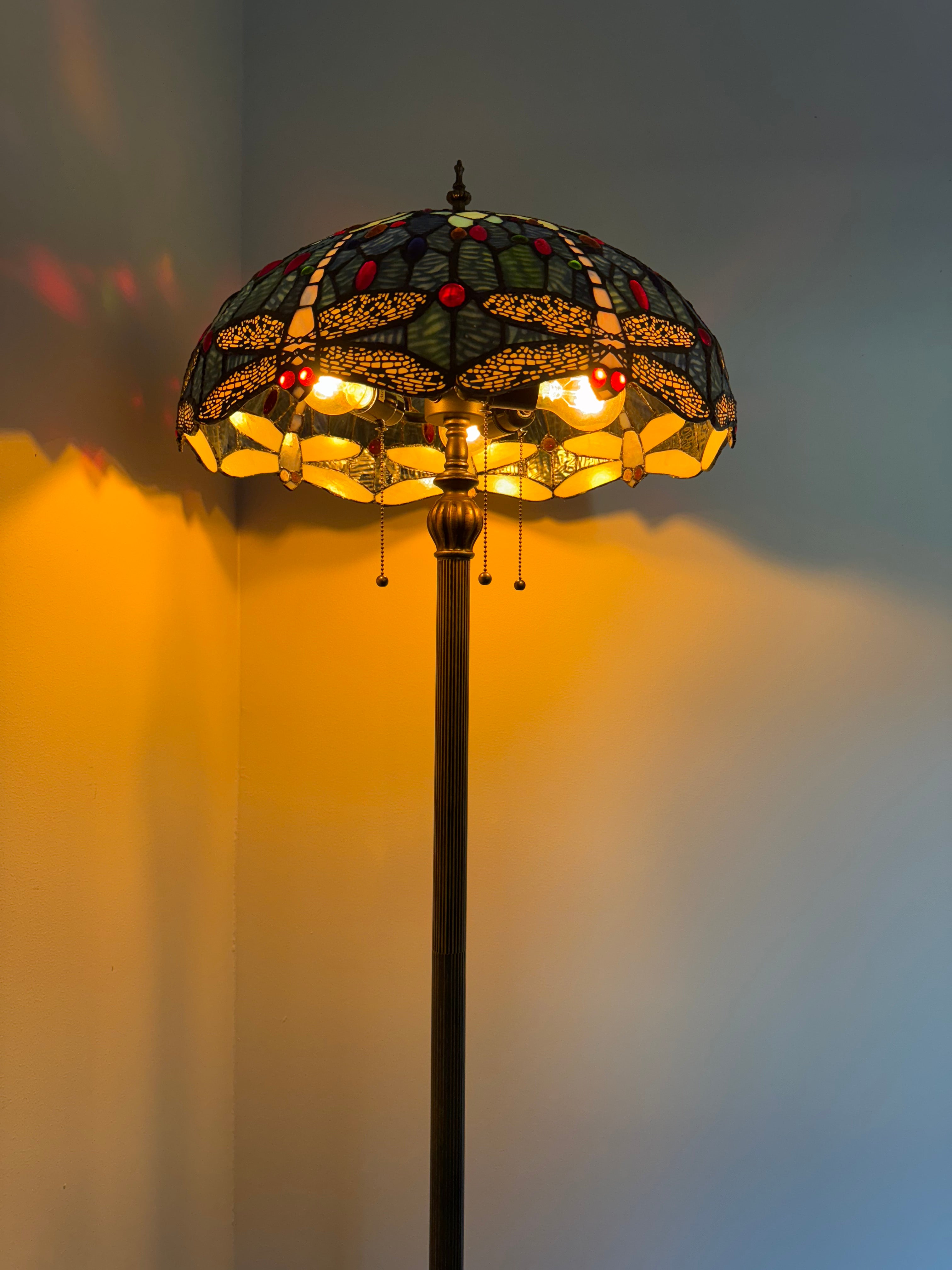 Tiffany Golvlampa Dragonfly Blue Mint 50Ø