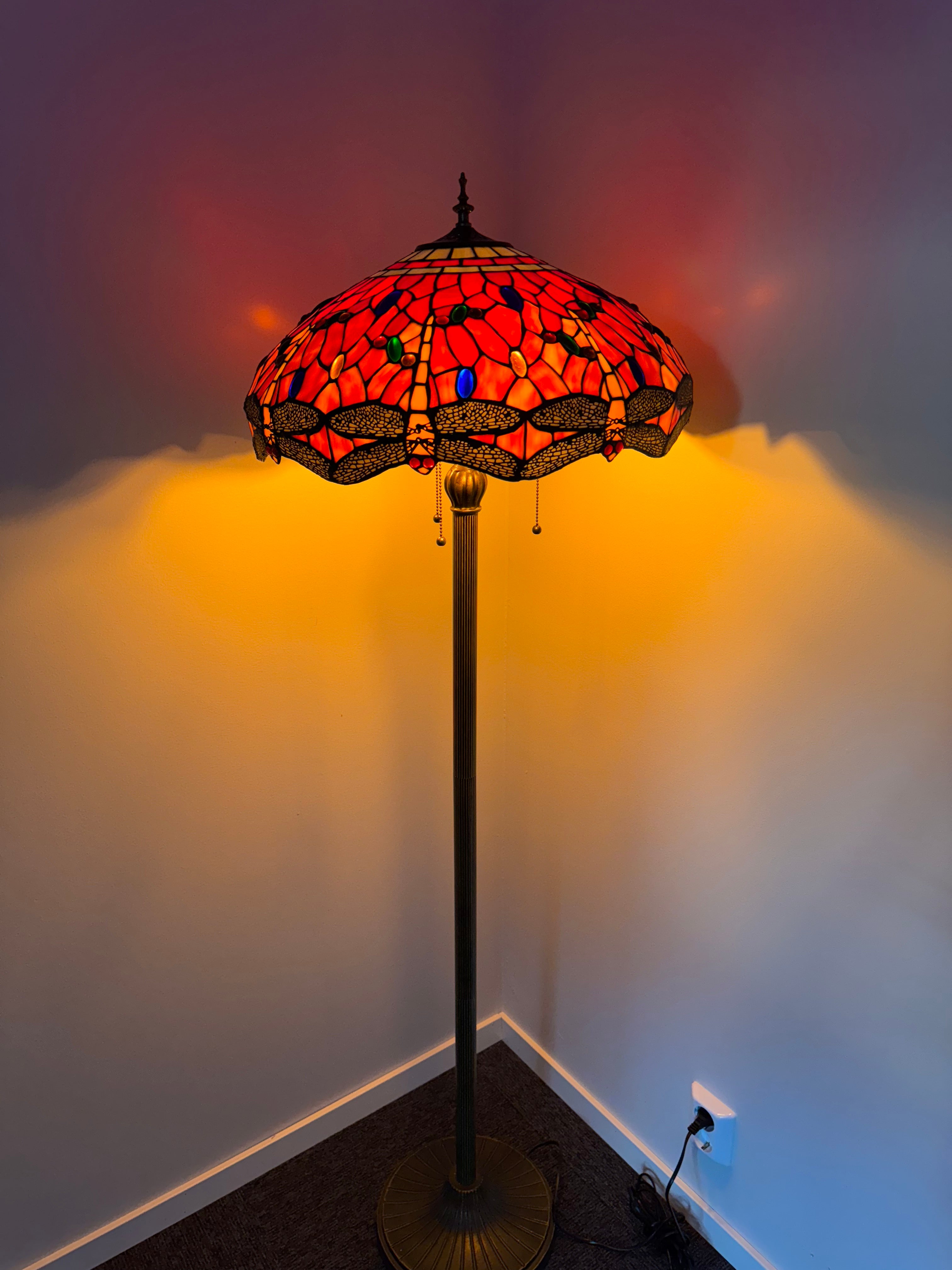 Tiffany Golvlampa Dragonfly Red Sunrise 50Ø