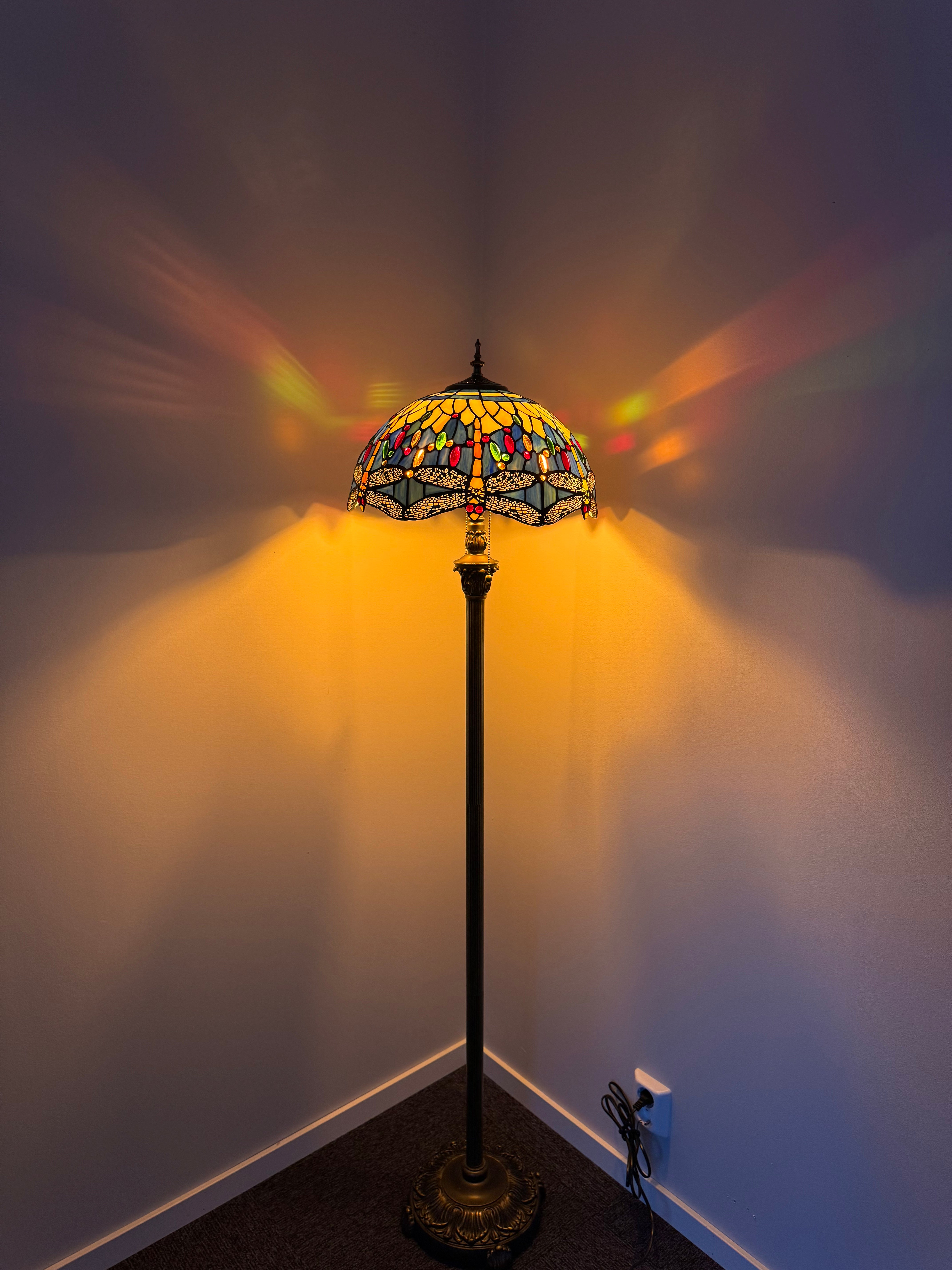 Tiffany Golvlampa Dragonfly Blue Ice 40Ø