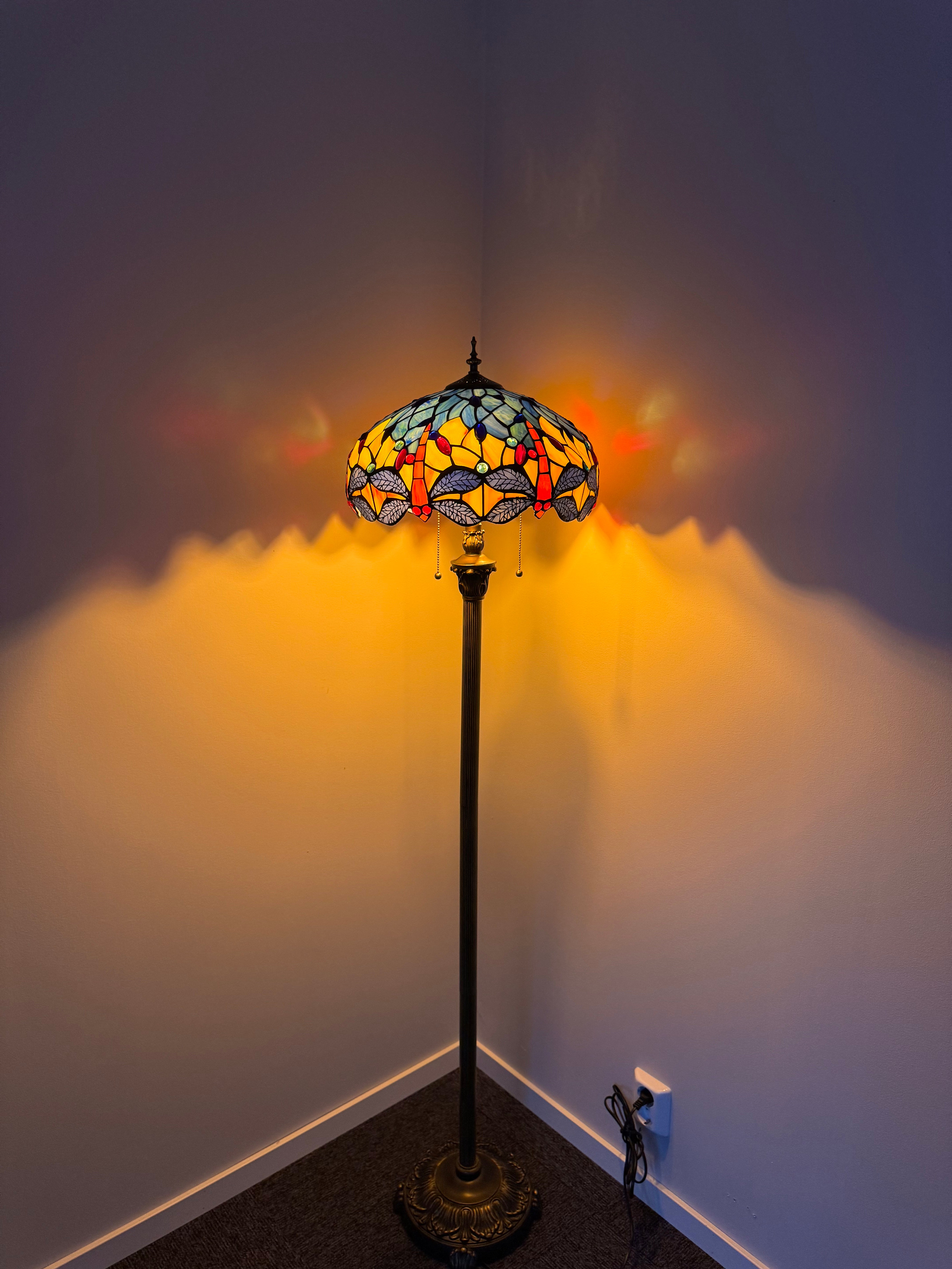 Tiffany Golvlampa Dragonfly Orange Sky 40Ø