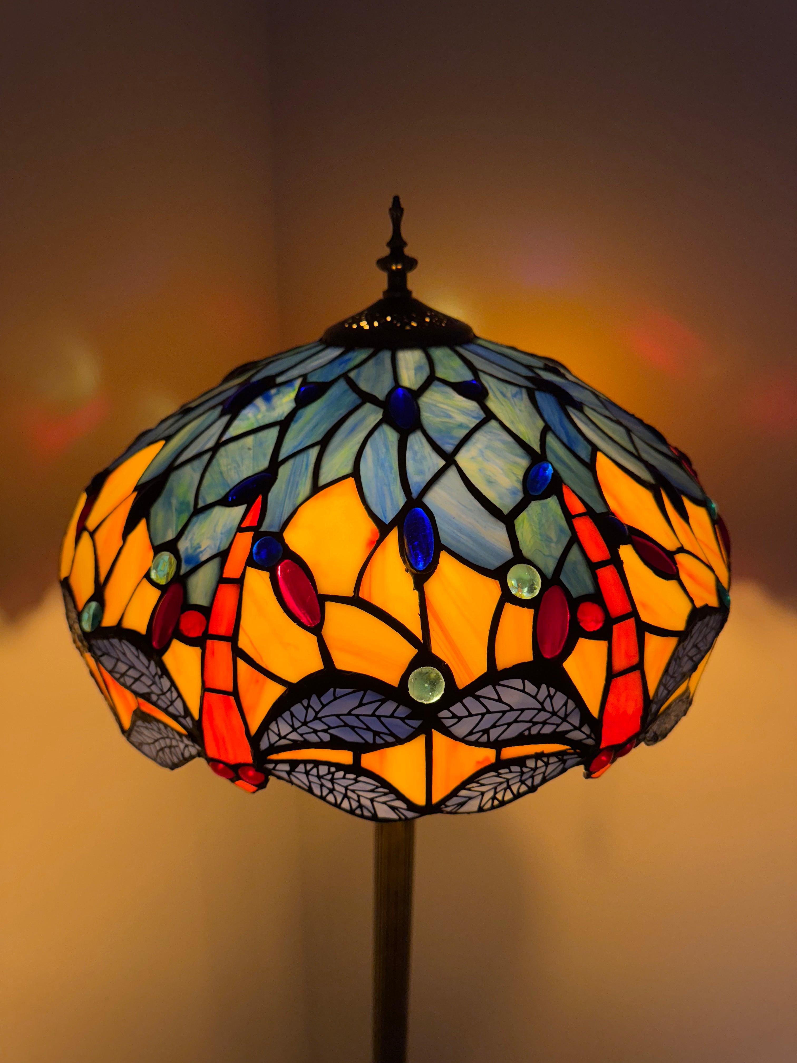 Tiffany Golvlampa Dragonfly Orange Sky 40Ø
