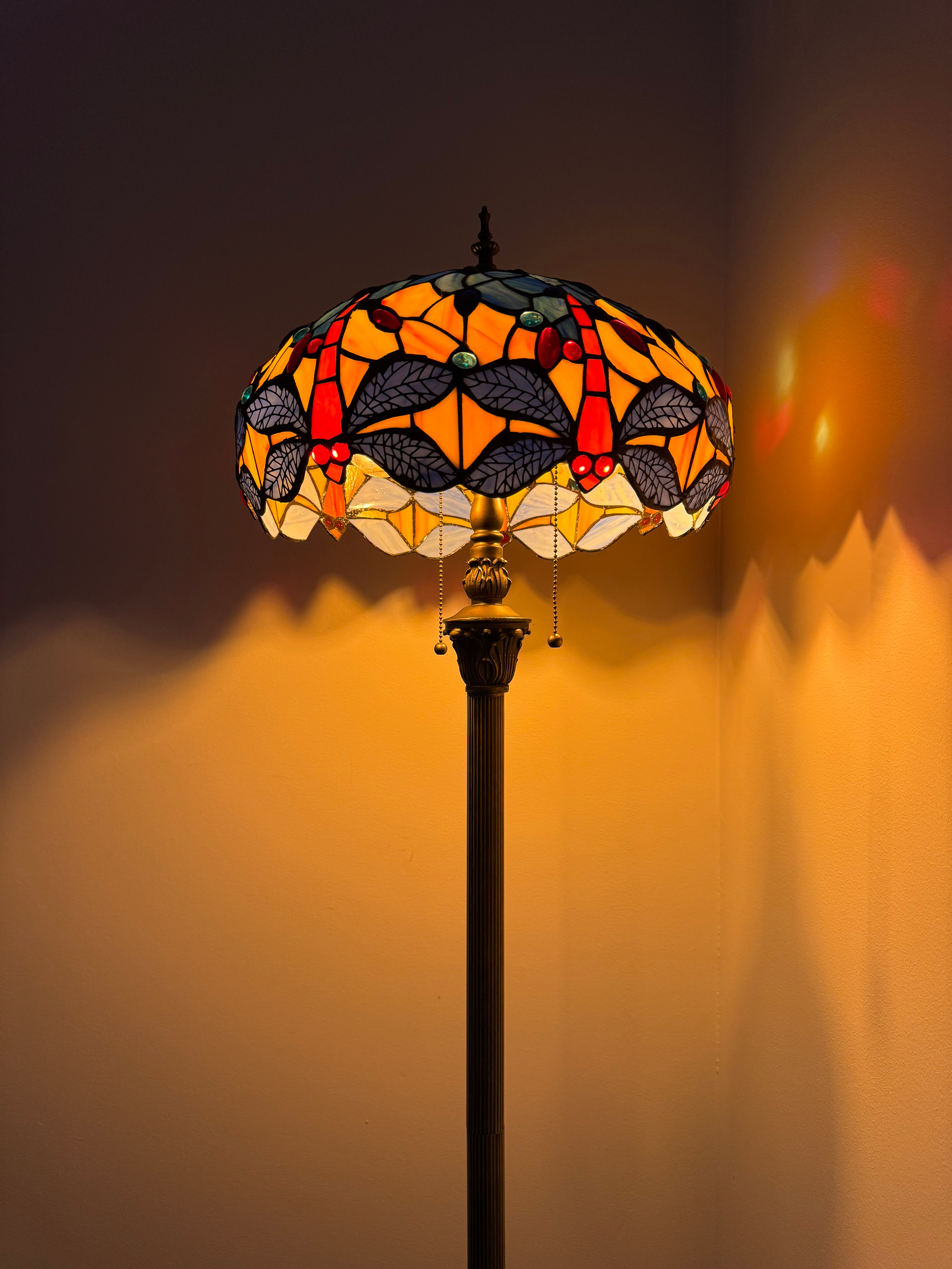 Tiffany Golvlampa Dragonfly Orange Sky 40Ø
