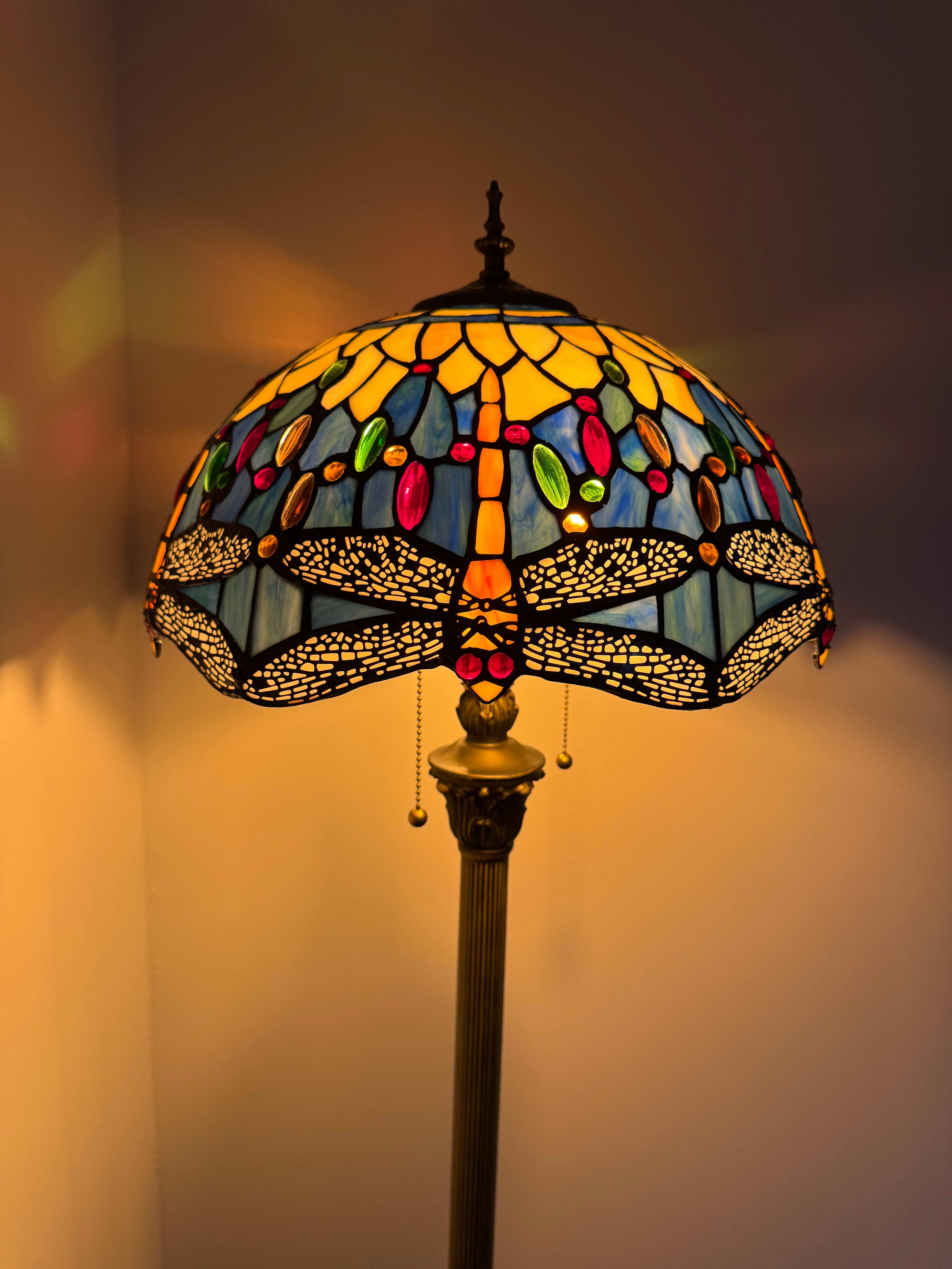 Tiffany Golvlampa Dragonfly Blue Ice 40Ø