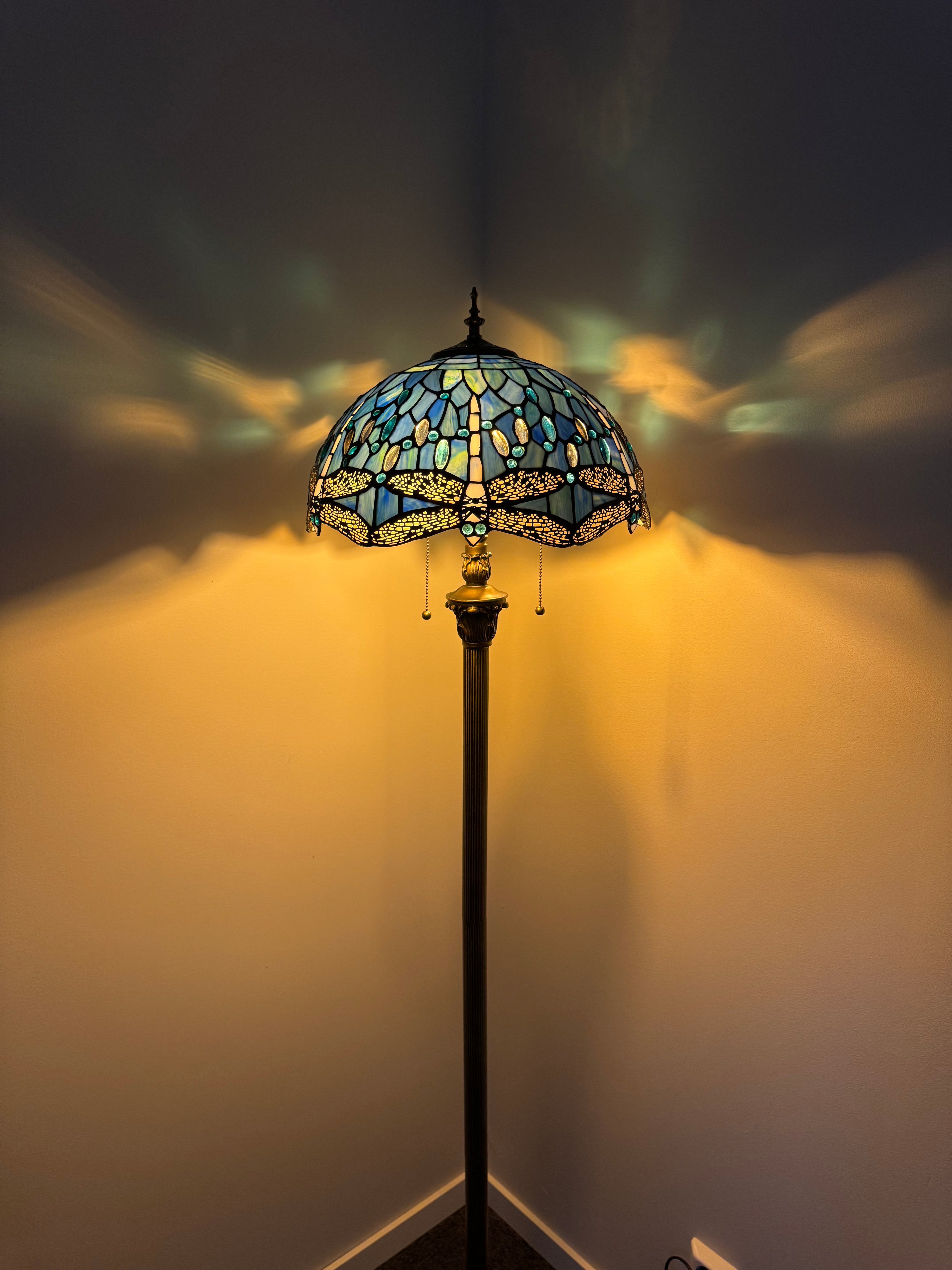 Tiffany Golvlampa Dragonfly Blue Elegance 40Ø