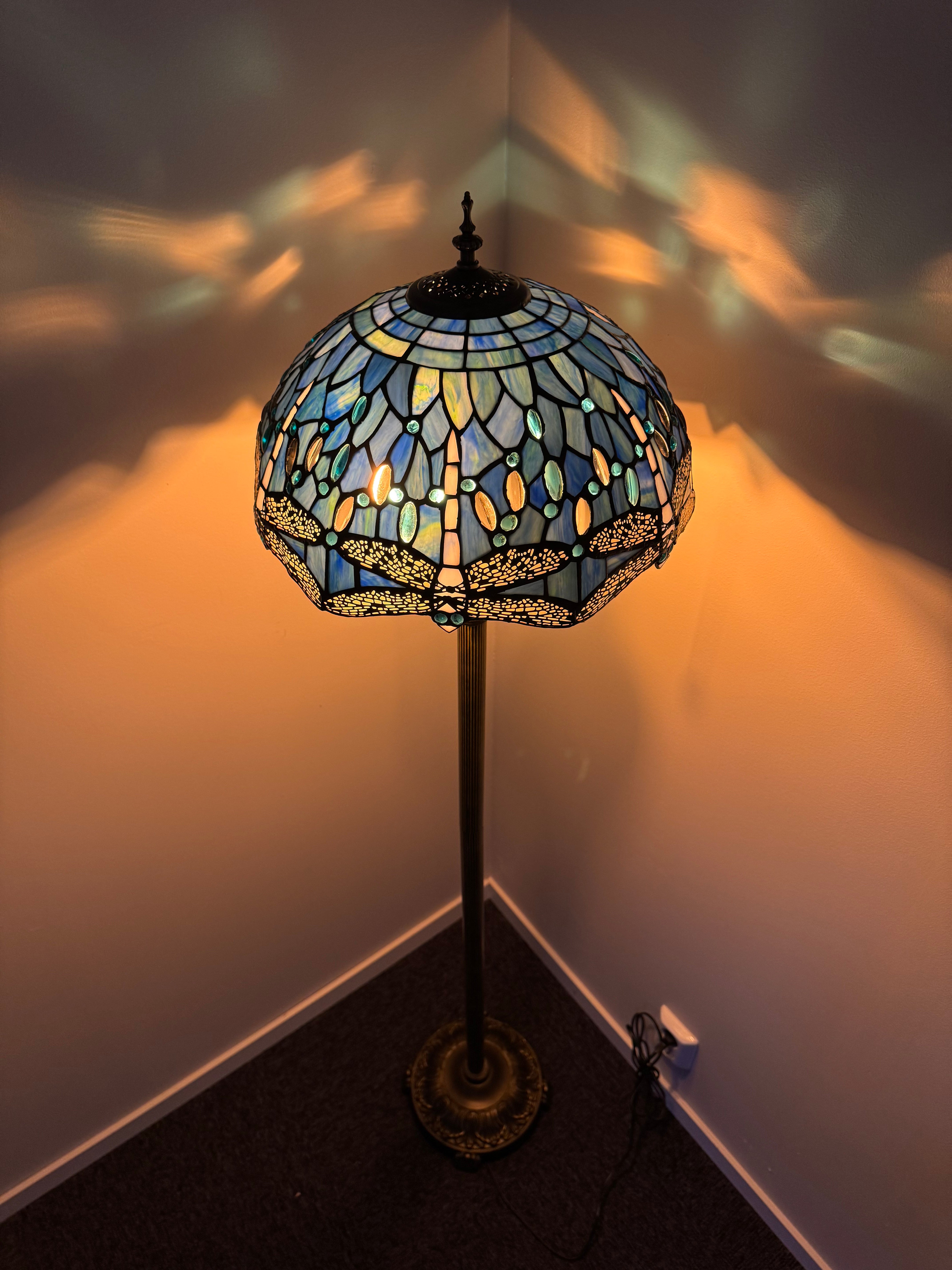 Tiffany Golvlampa Dragonfly Blue Elegance 40Ø