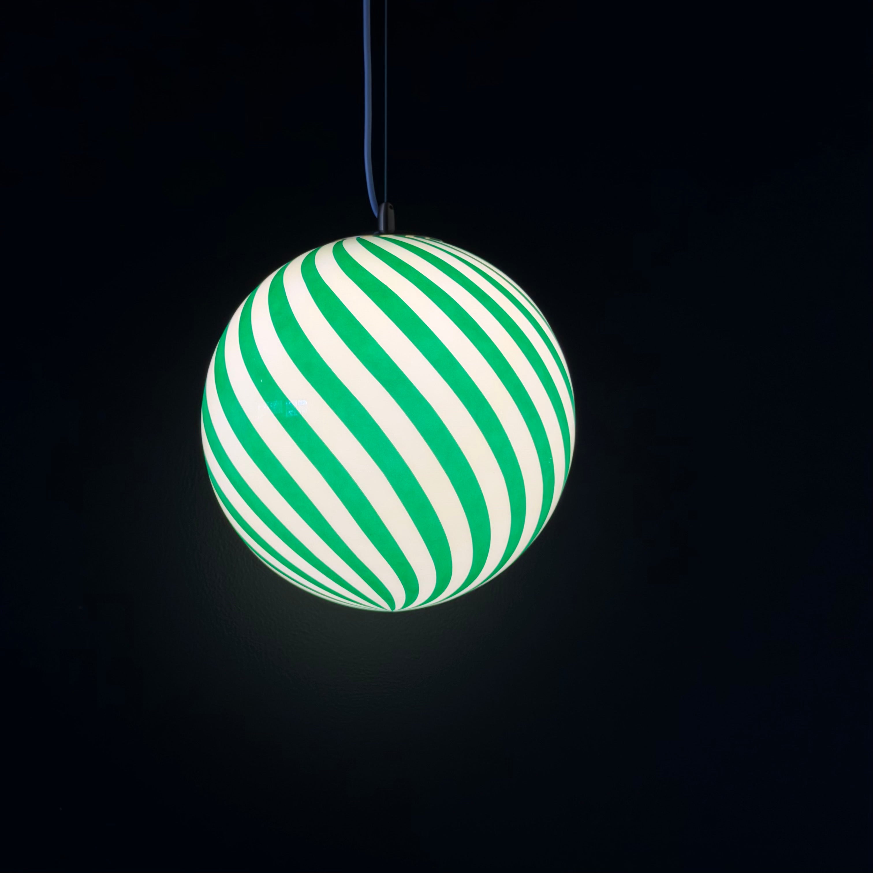 MURANO Spiral pendellampa Grön – Italienskt glas & mässing