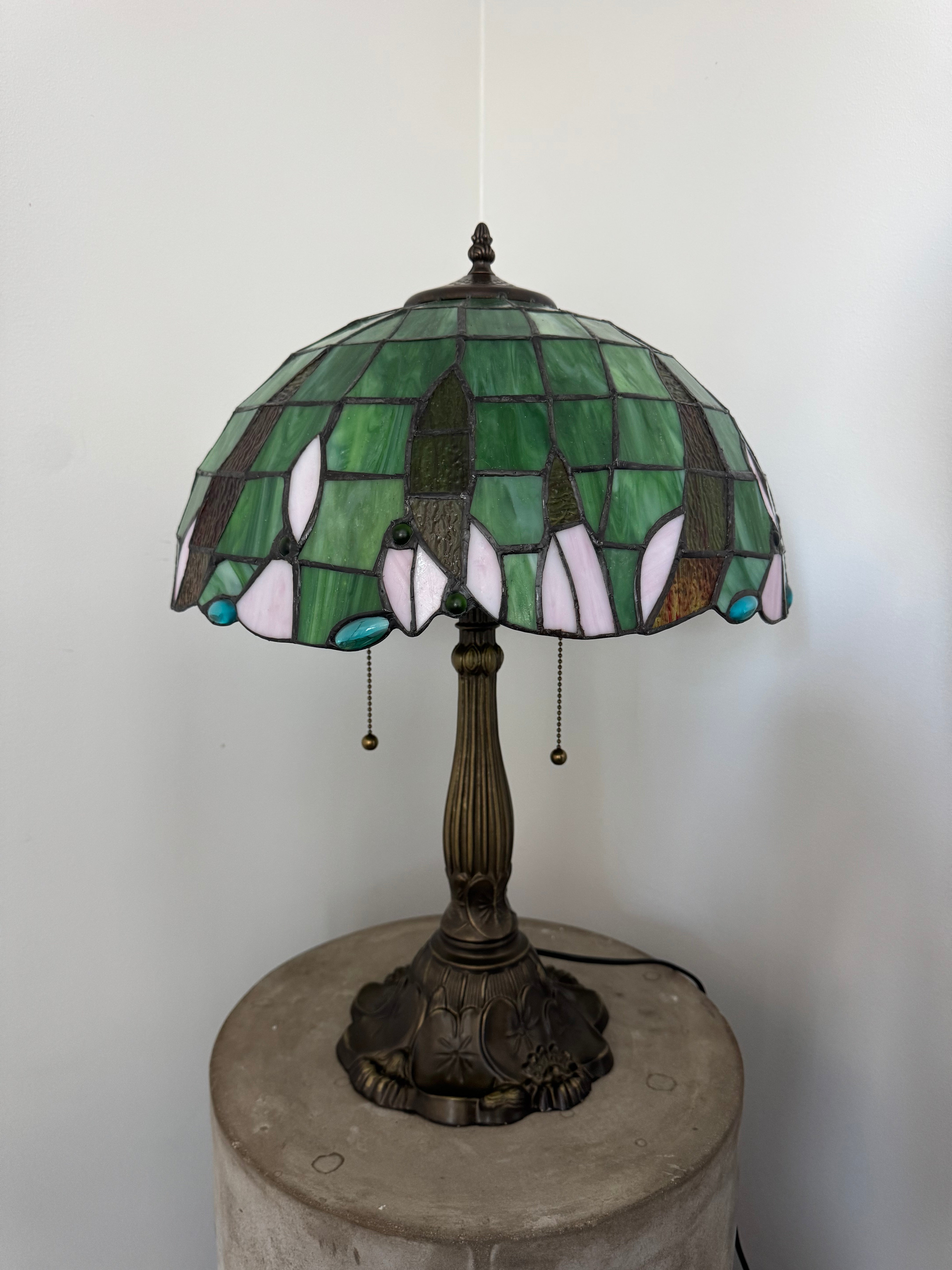 Tiffany Bordslampa Geometric Green Bulbs 40Ø