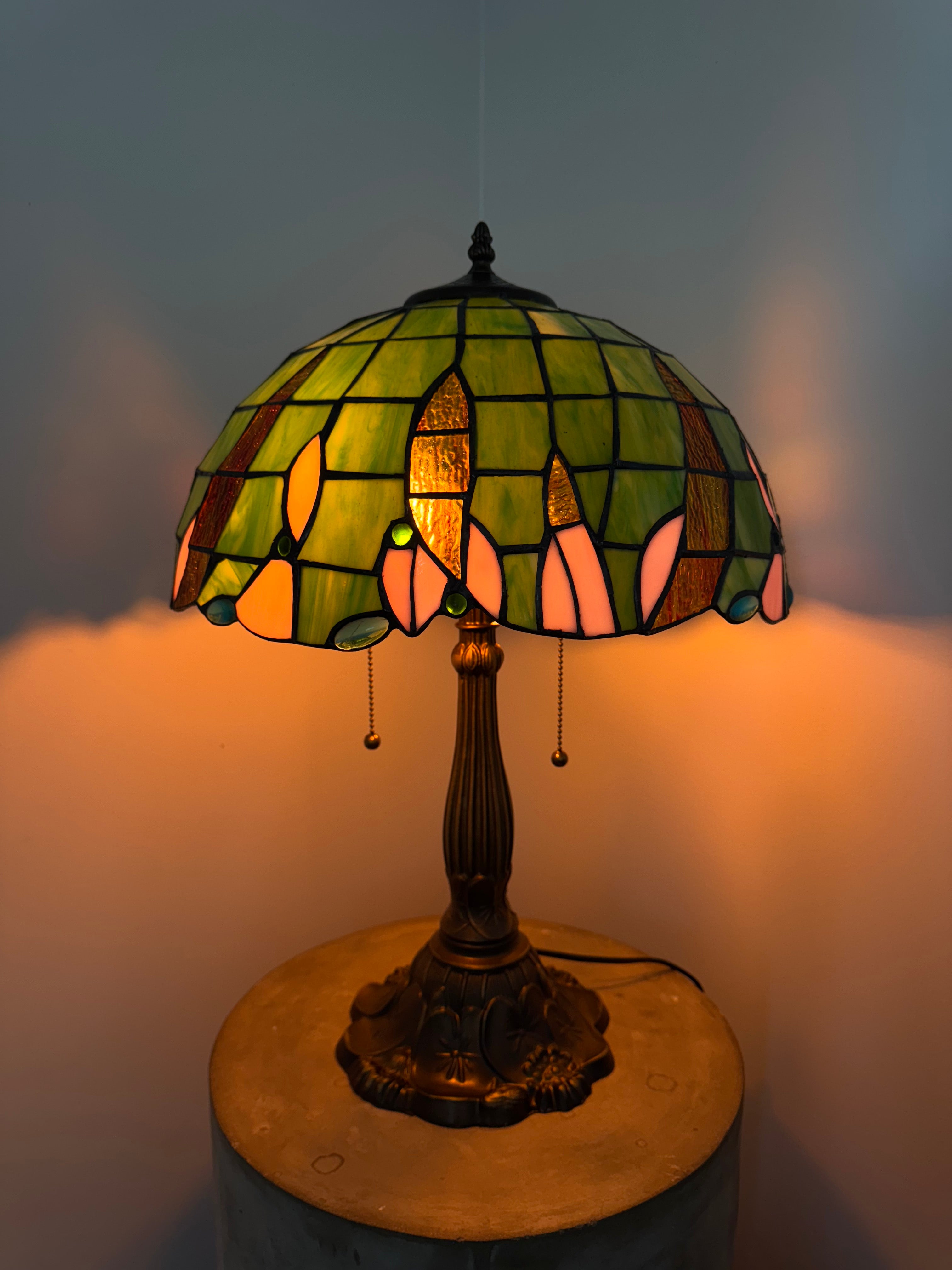 Tiffany Bordslampa Geometric Green Bulbs 40Ø