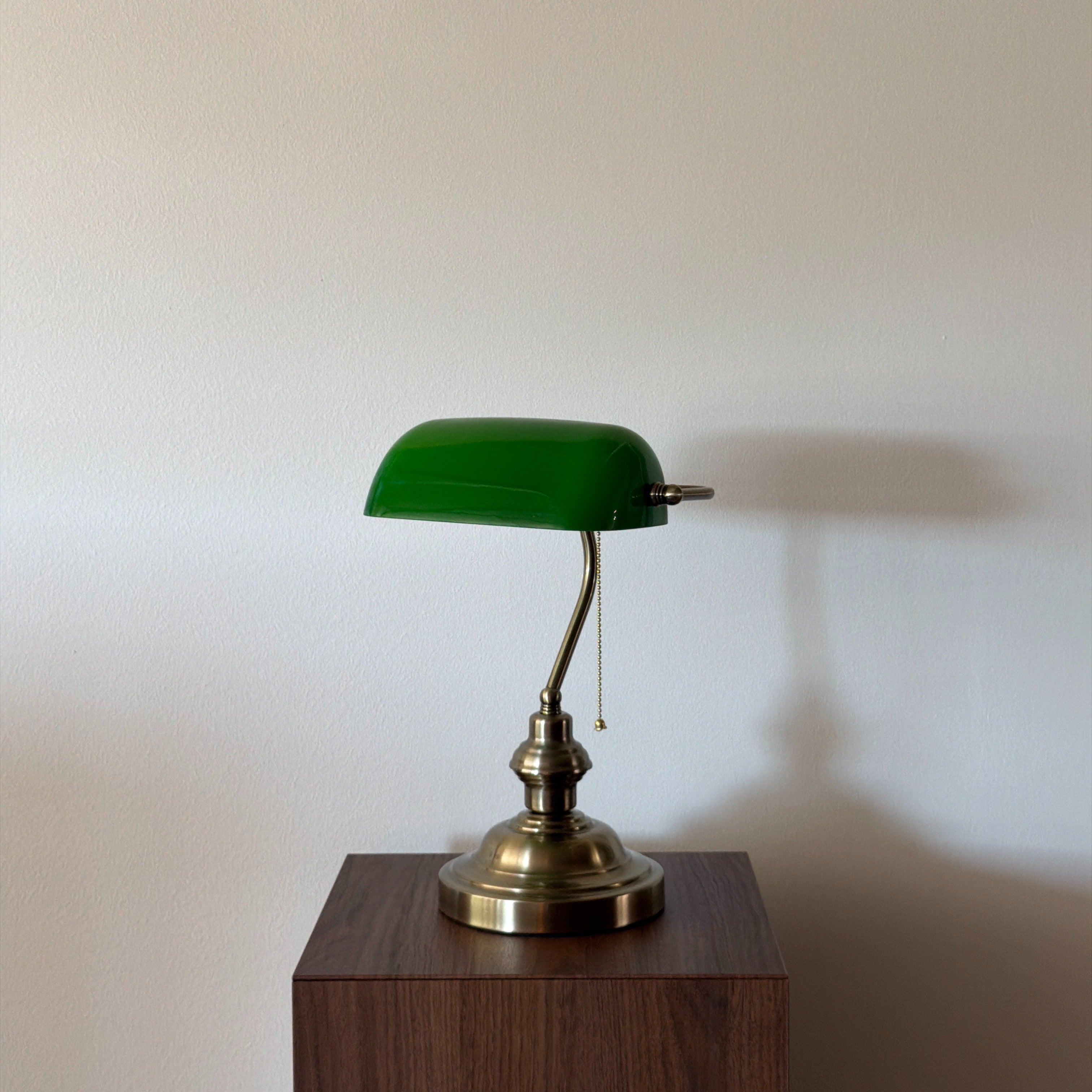 banklampa VINTAGE Grön – Bibliotekslampa i glas & mässing