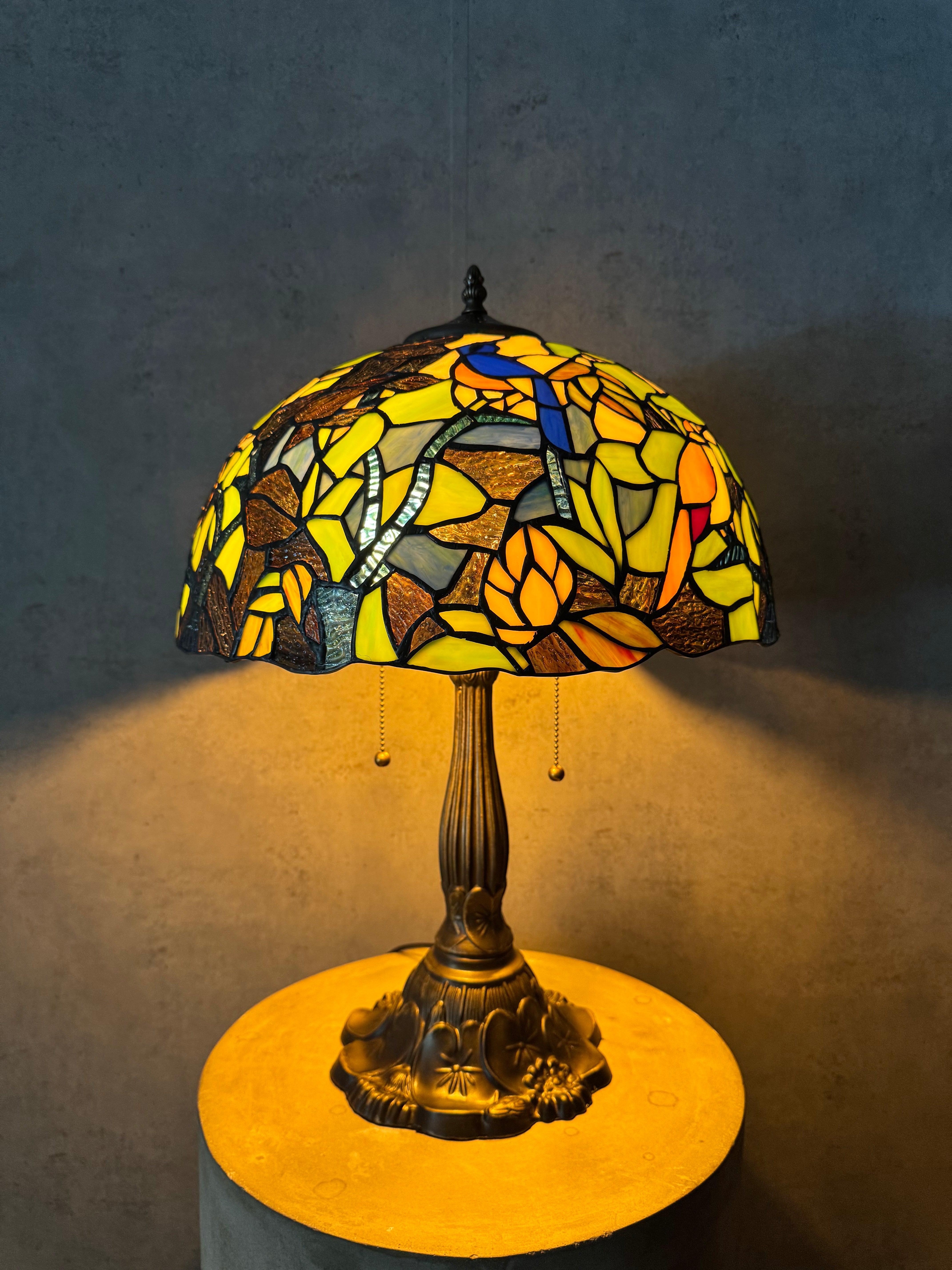 Tiffany Gröna Fåglar 40cm
