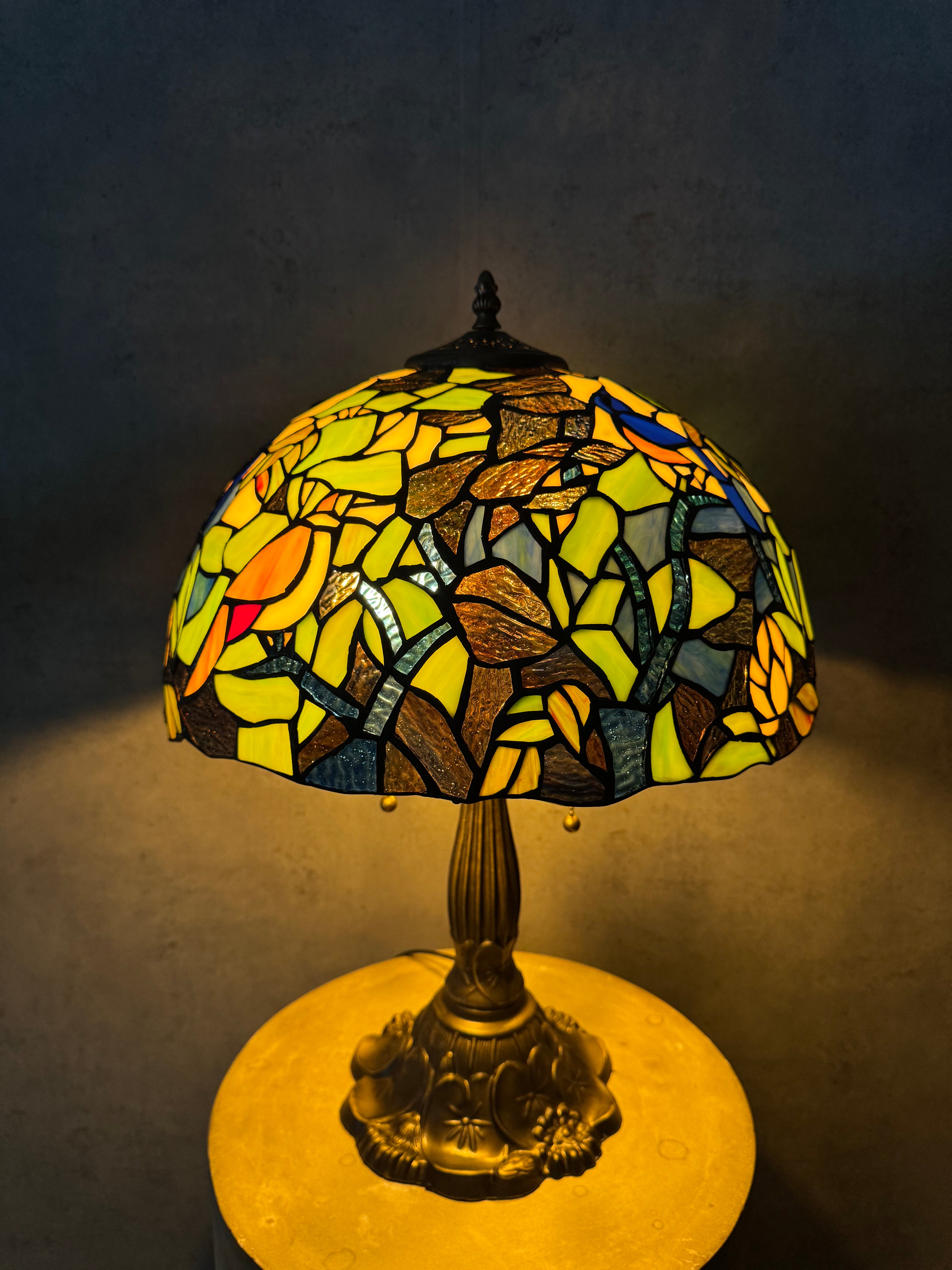 Tiffany Gröna Fåglar 40cm
