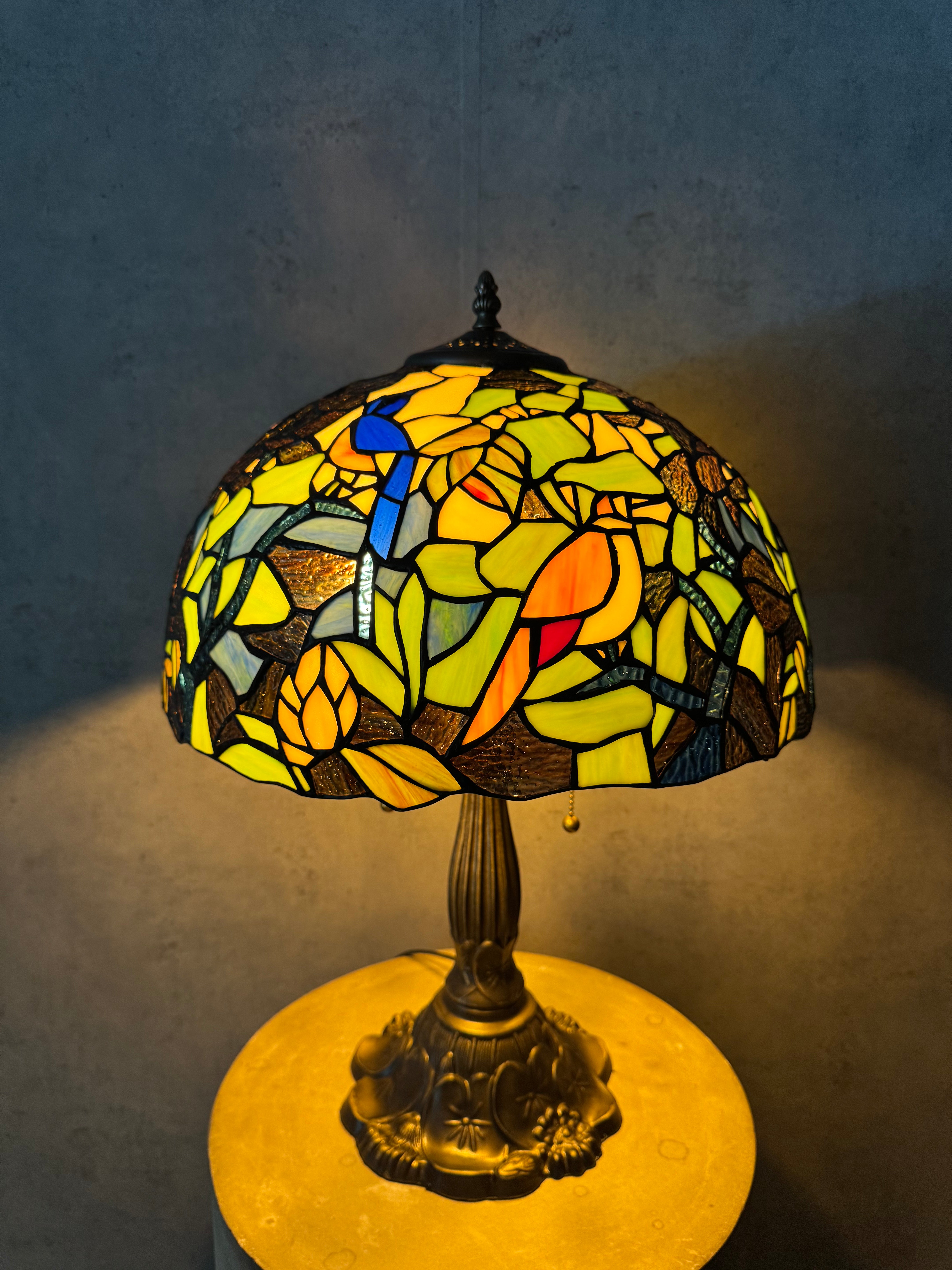 Tiffany Gröna Fåglar 40cm