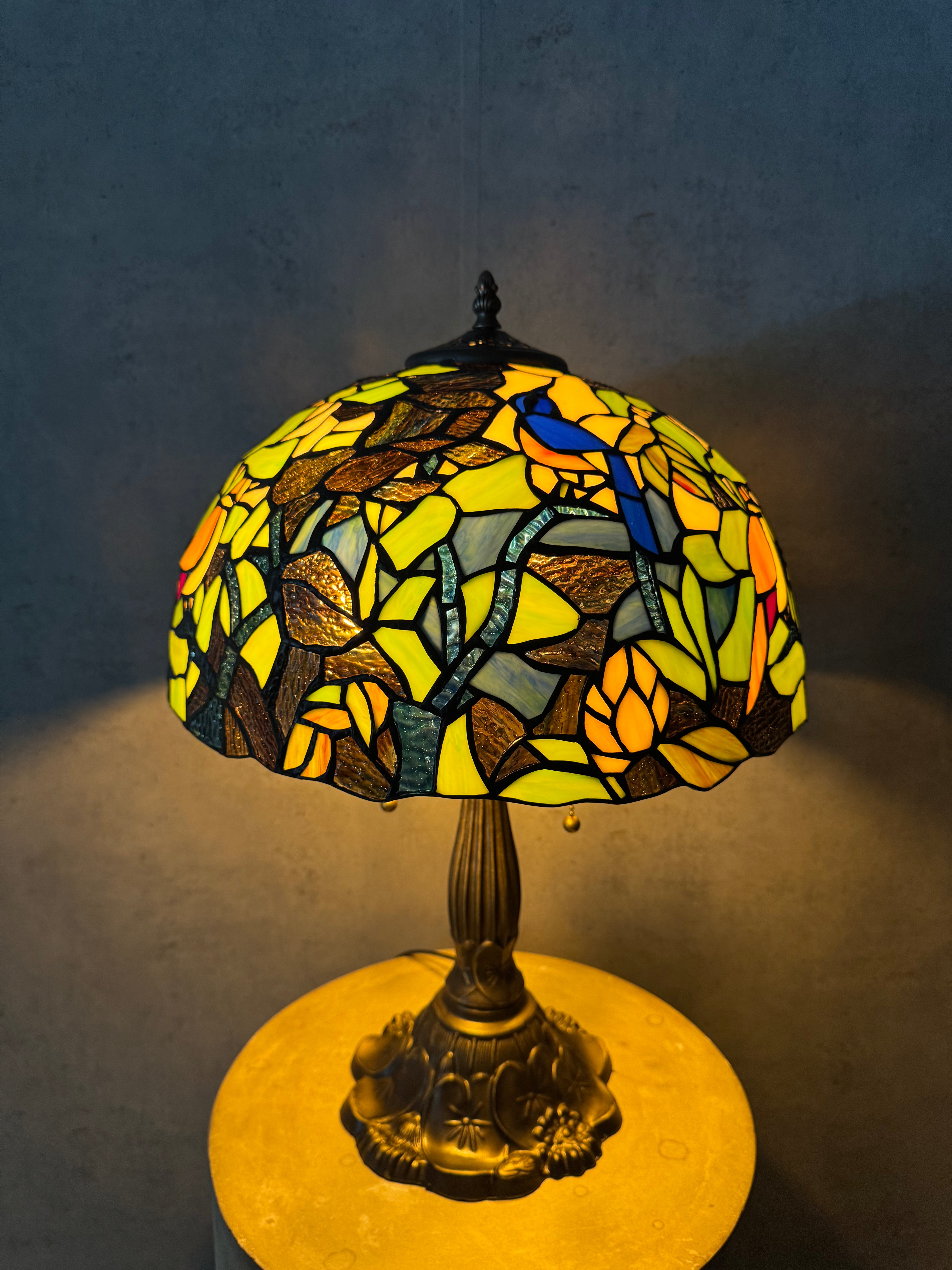 Tiffany Gröna Fåglar 40cm