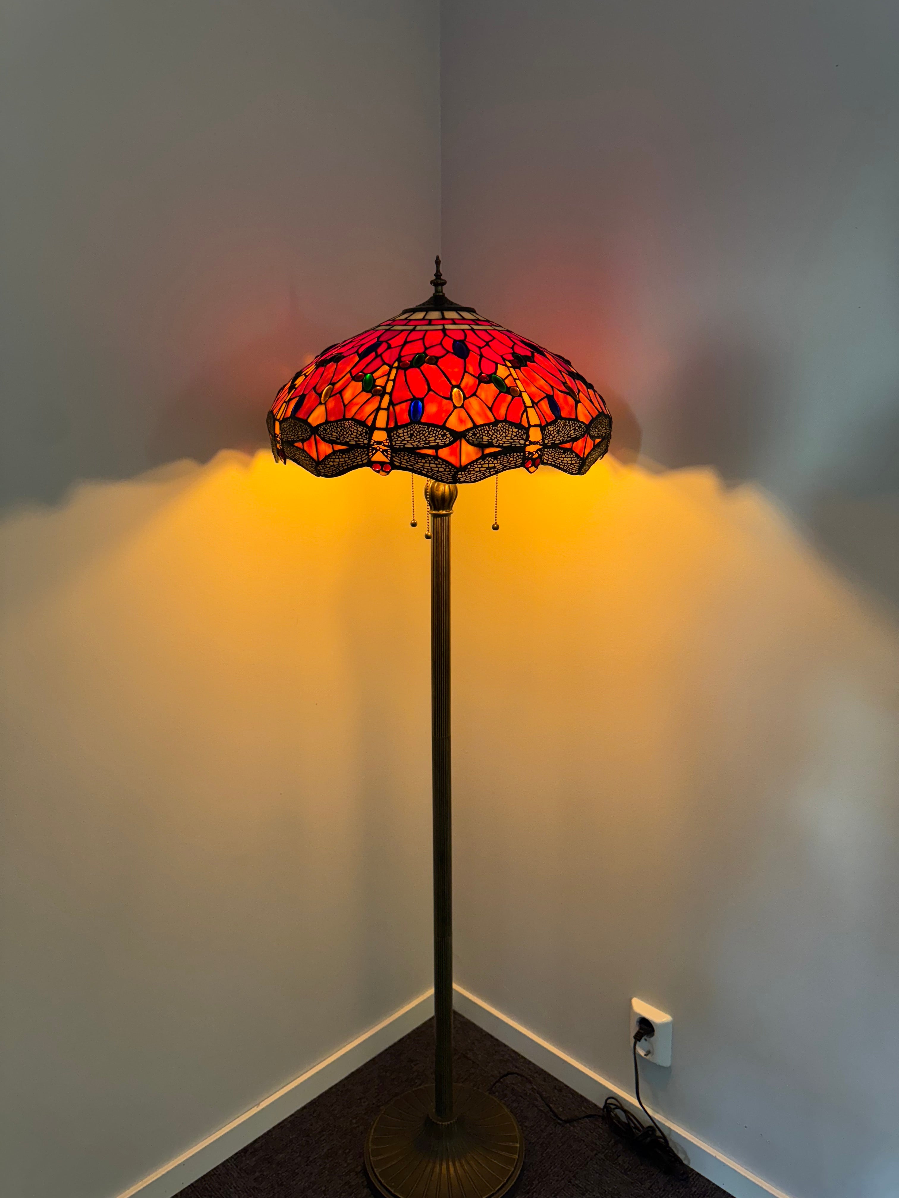 Tiffany Golvlampa – Trollslända – Ruby Red
