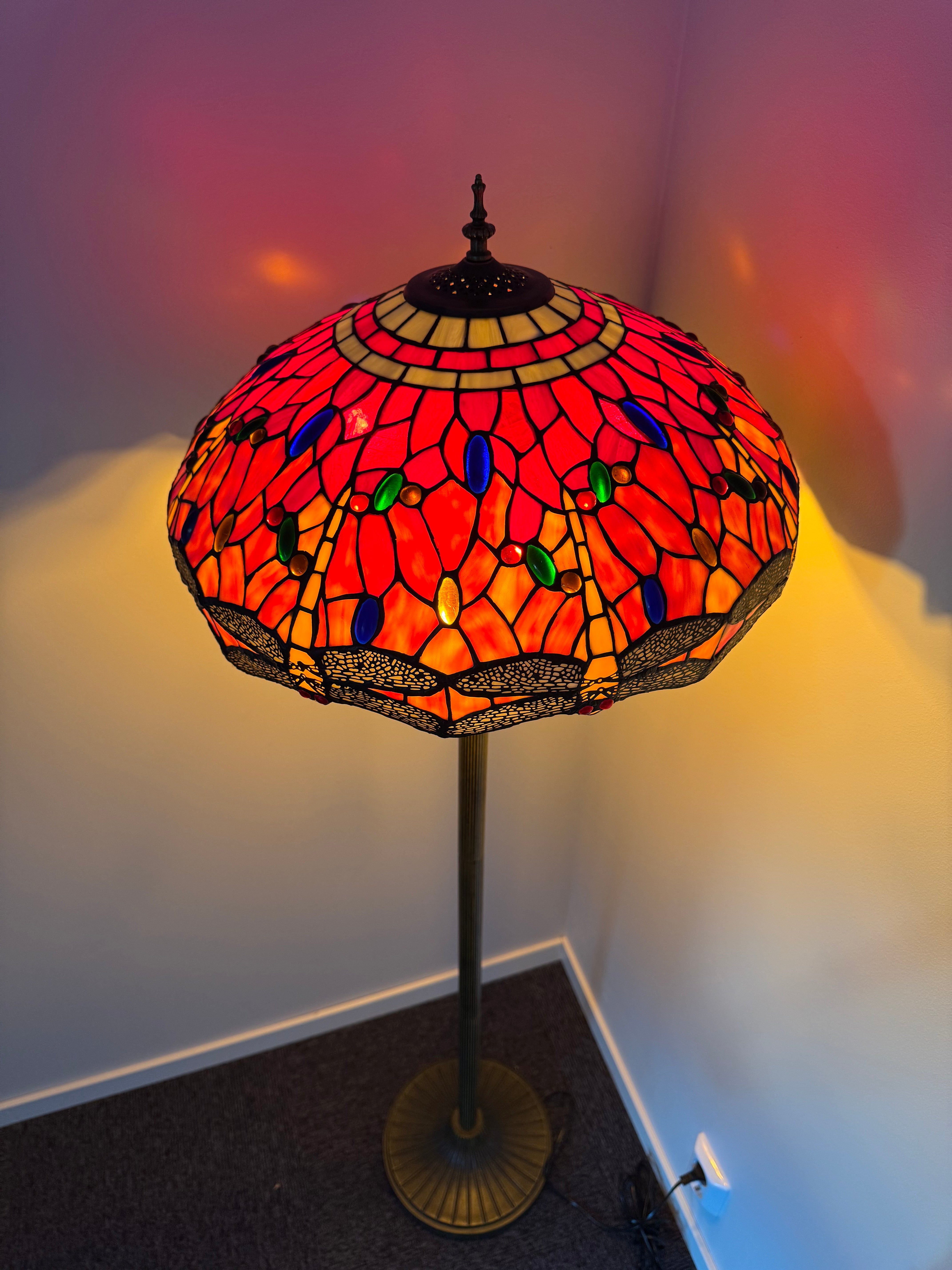 Tiffany Golvlampa Dragonfly Red Sunrise 50Ø