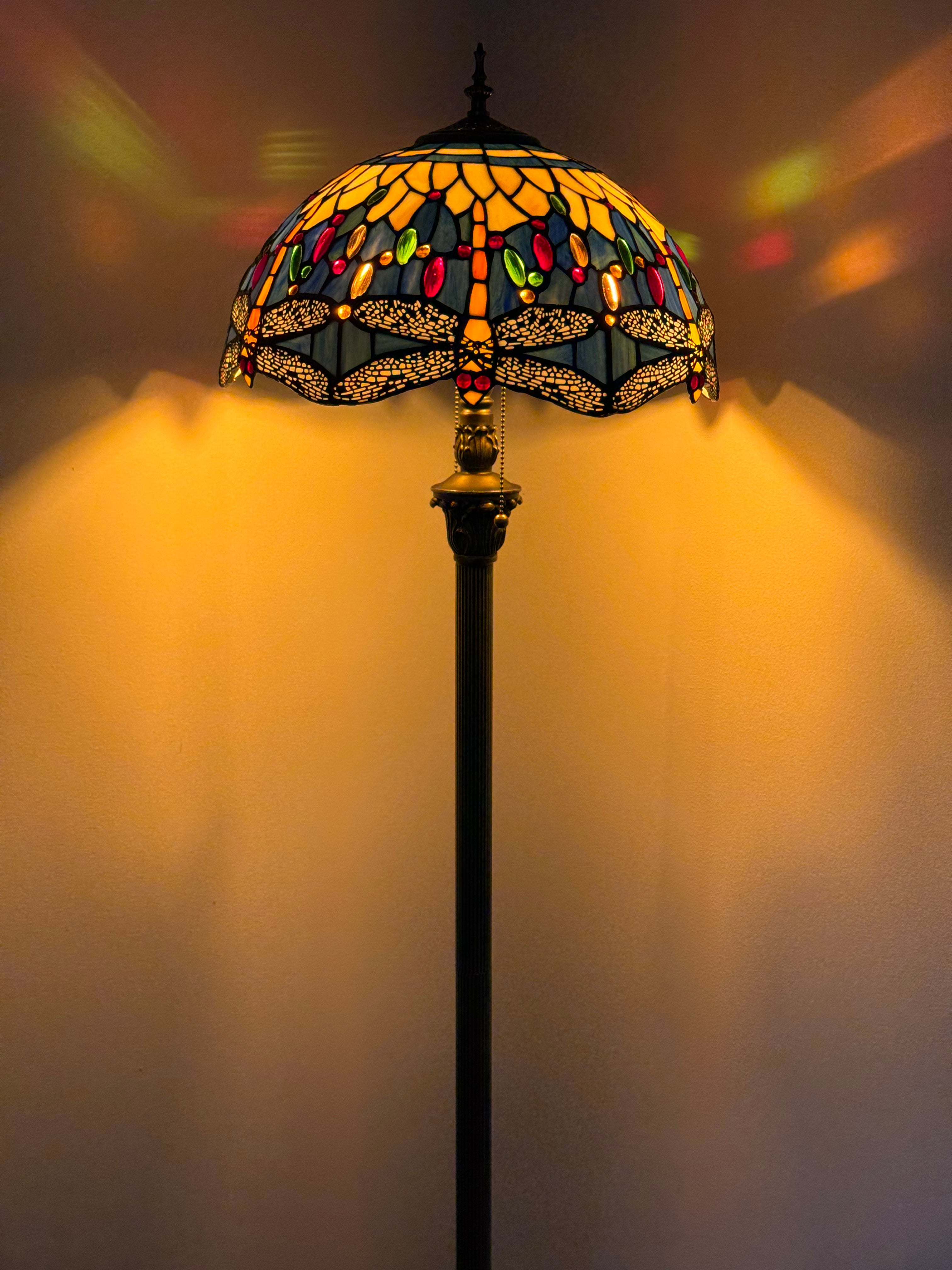 Tiffany Golvlampa Dragonfly Blue Ice 40Ø