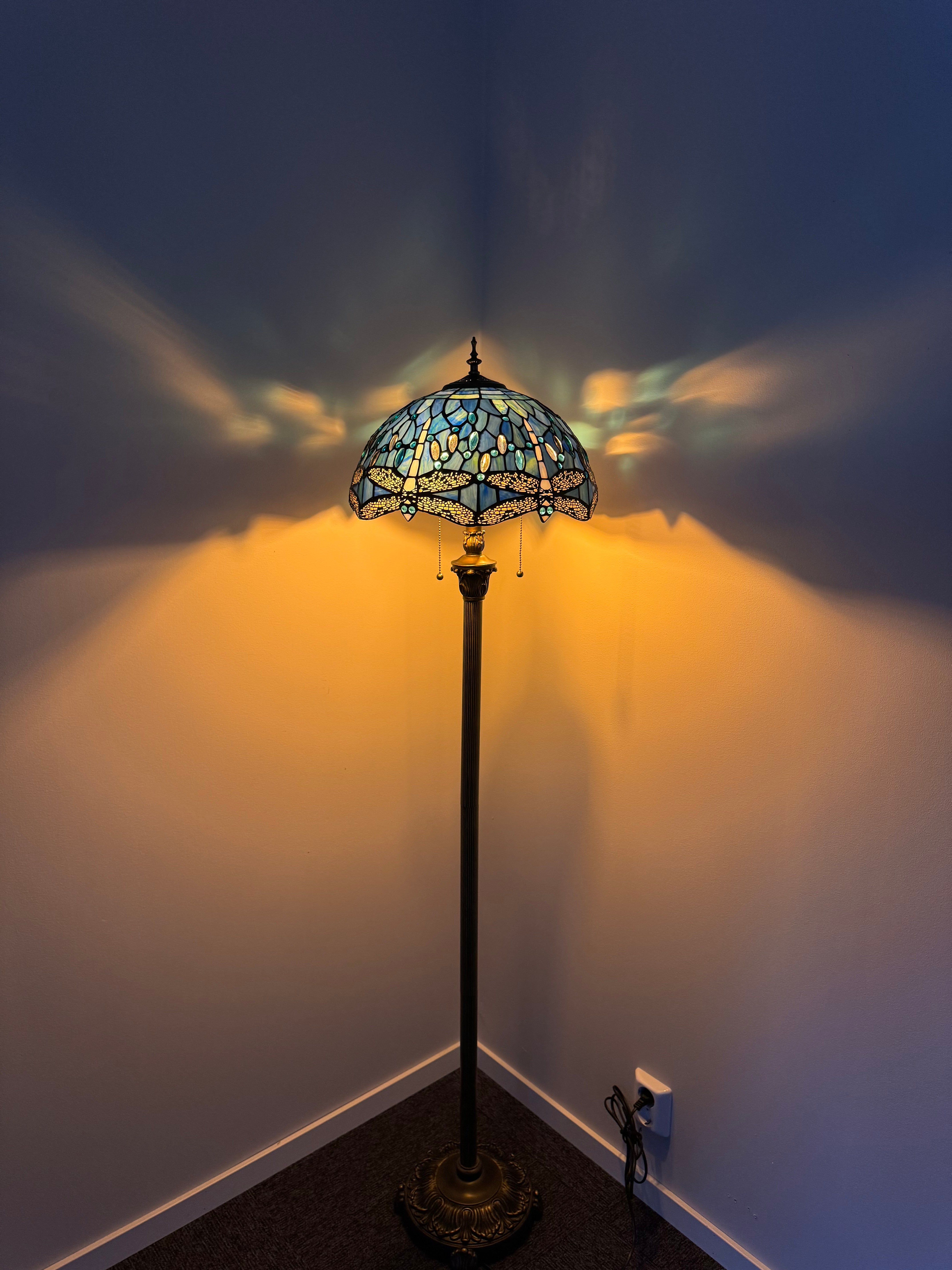 Tiffany Golvlampa Dragonfly Blue Elegance 40Ø