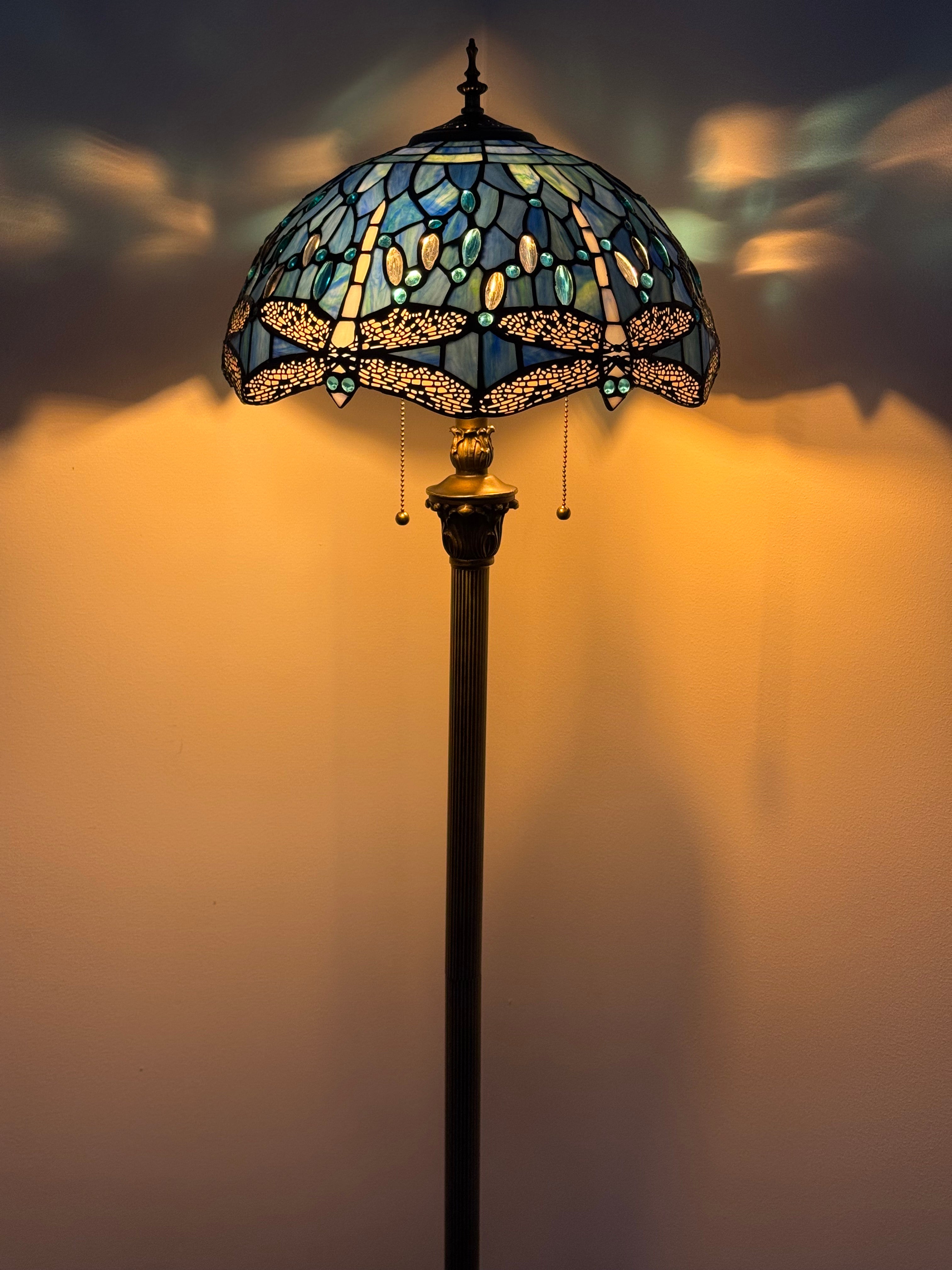 Tiffany Golvlampa Dragonfly Blue Elegance 40Ø