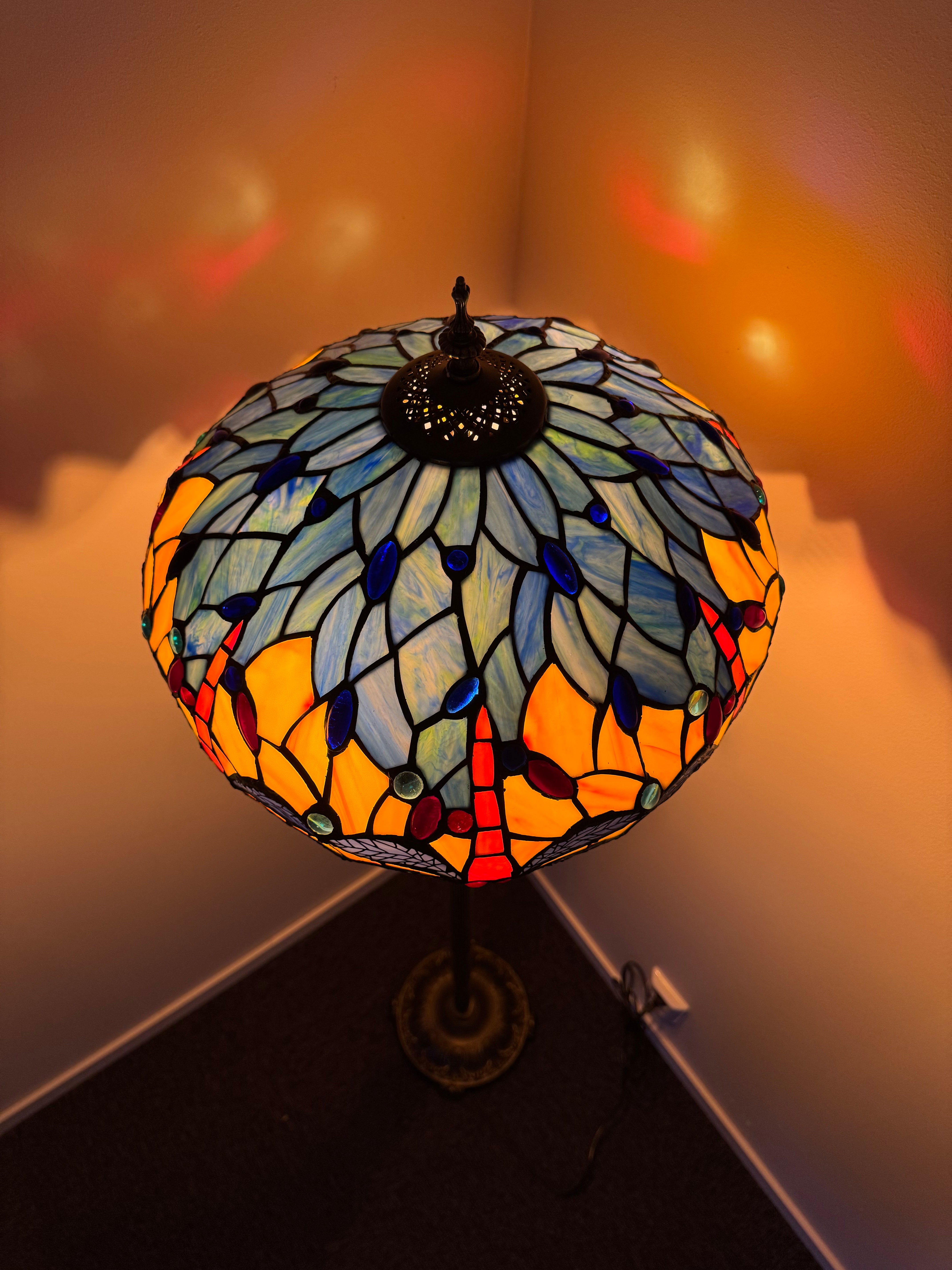 Tiffany Golvlampa Dragonfly Orange Sky 40Ø