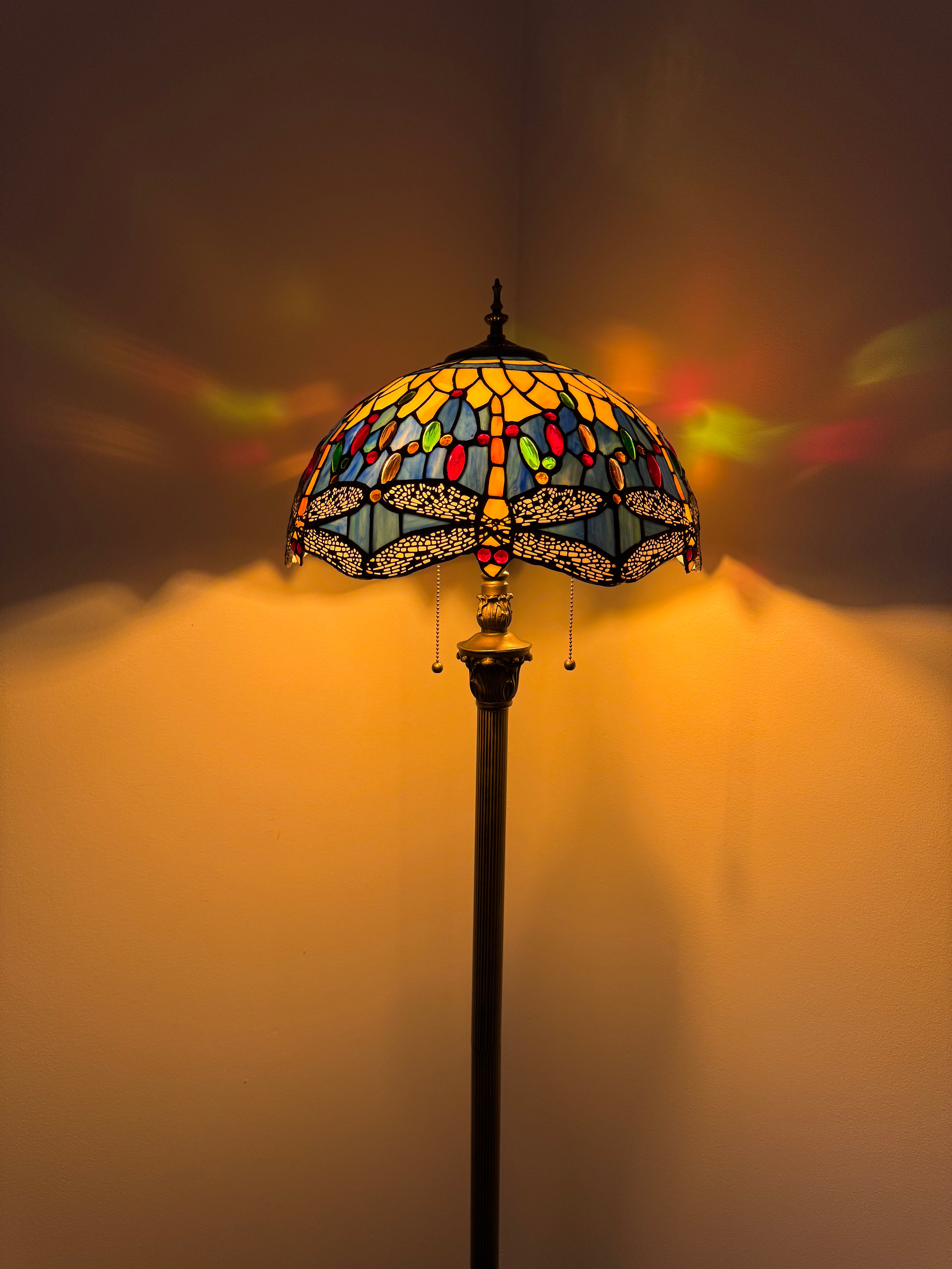 Tiffany Golvlampa Dragonfly Blue Ice 40Ø