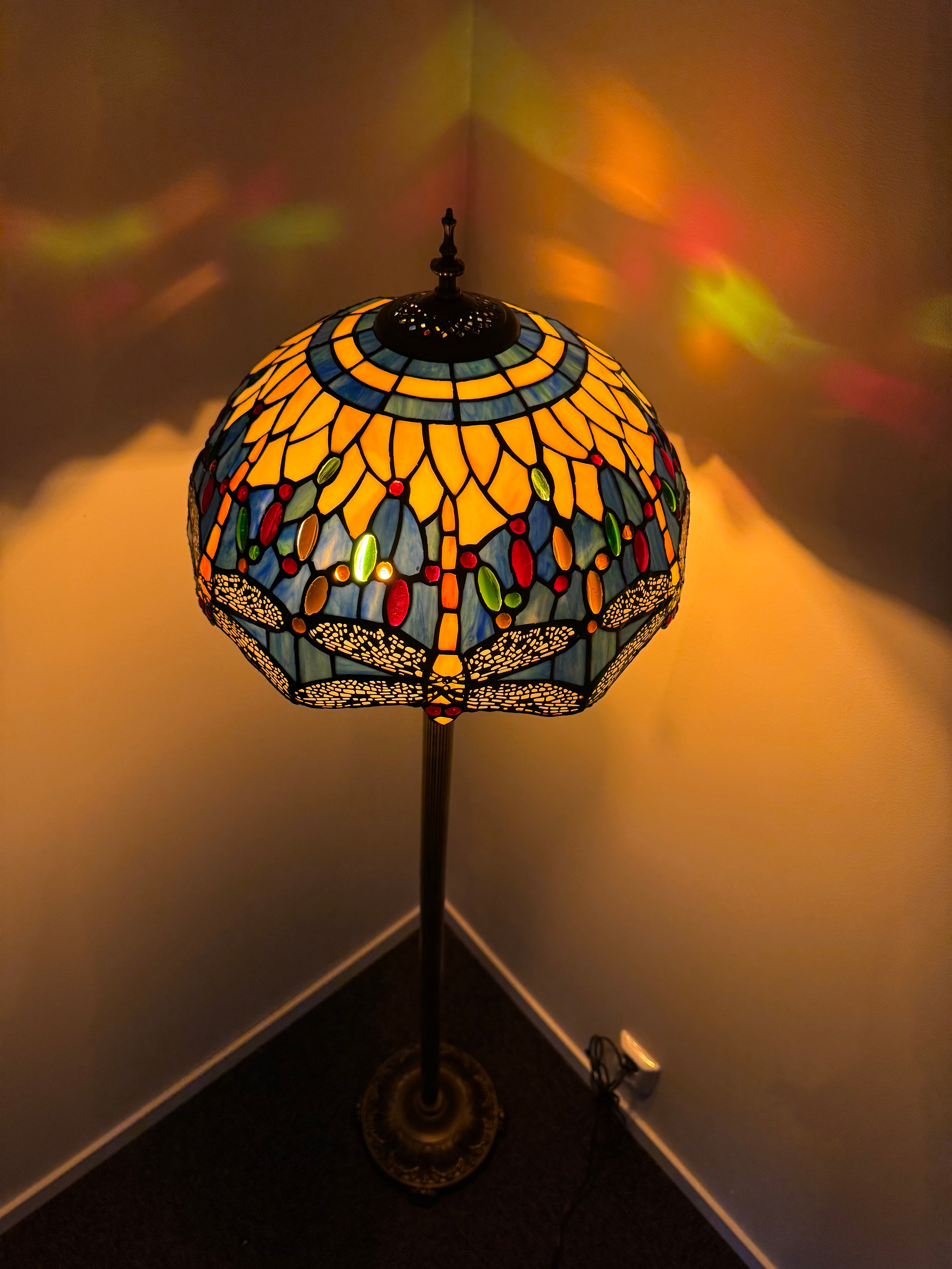 Tiffany Golvlampa Dragonfly Blue Ice 40Ø