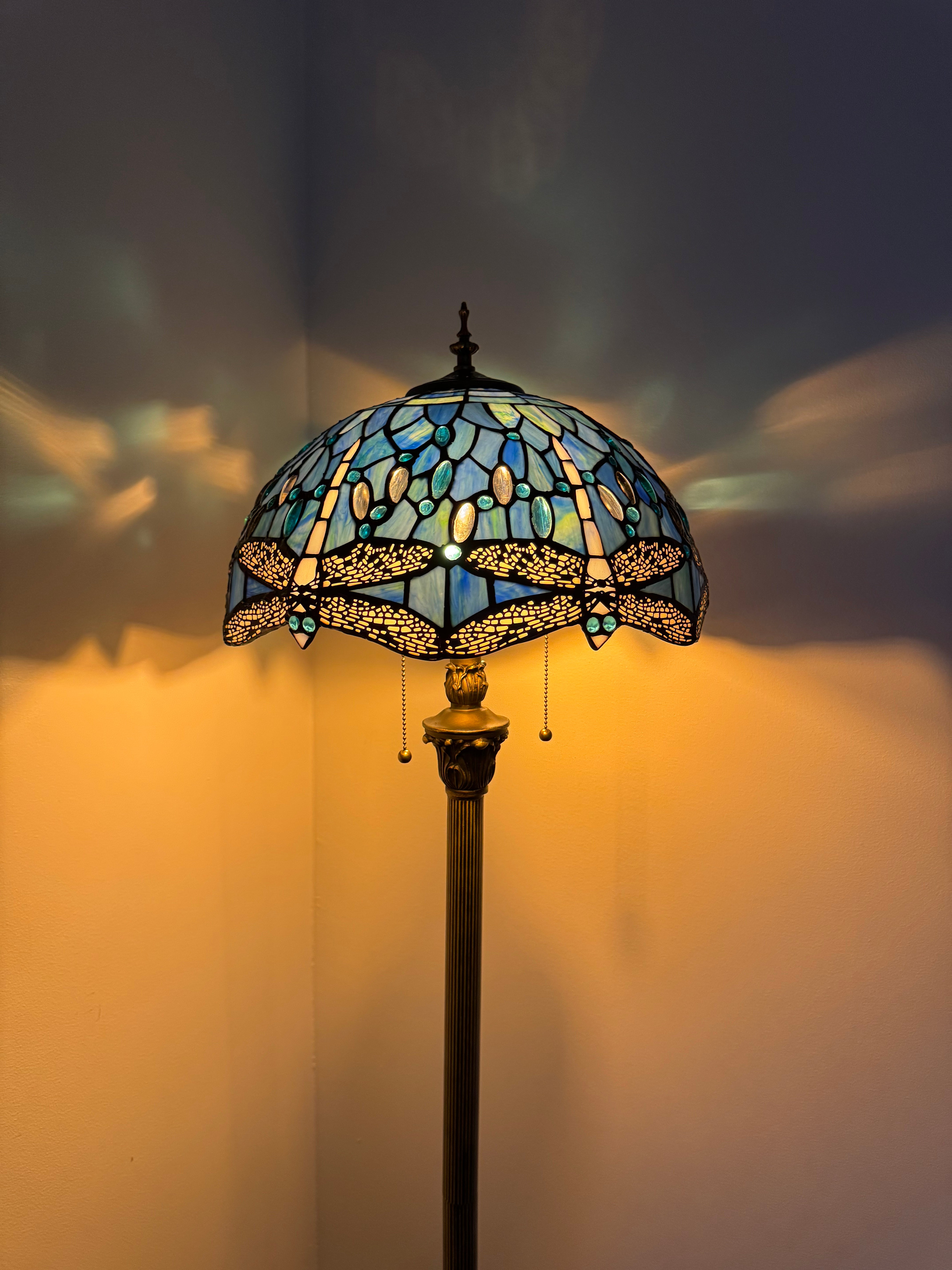 Tiffany Golvlampa Dragonfly Blue Elegance 40Ø