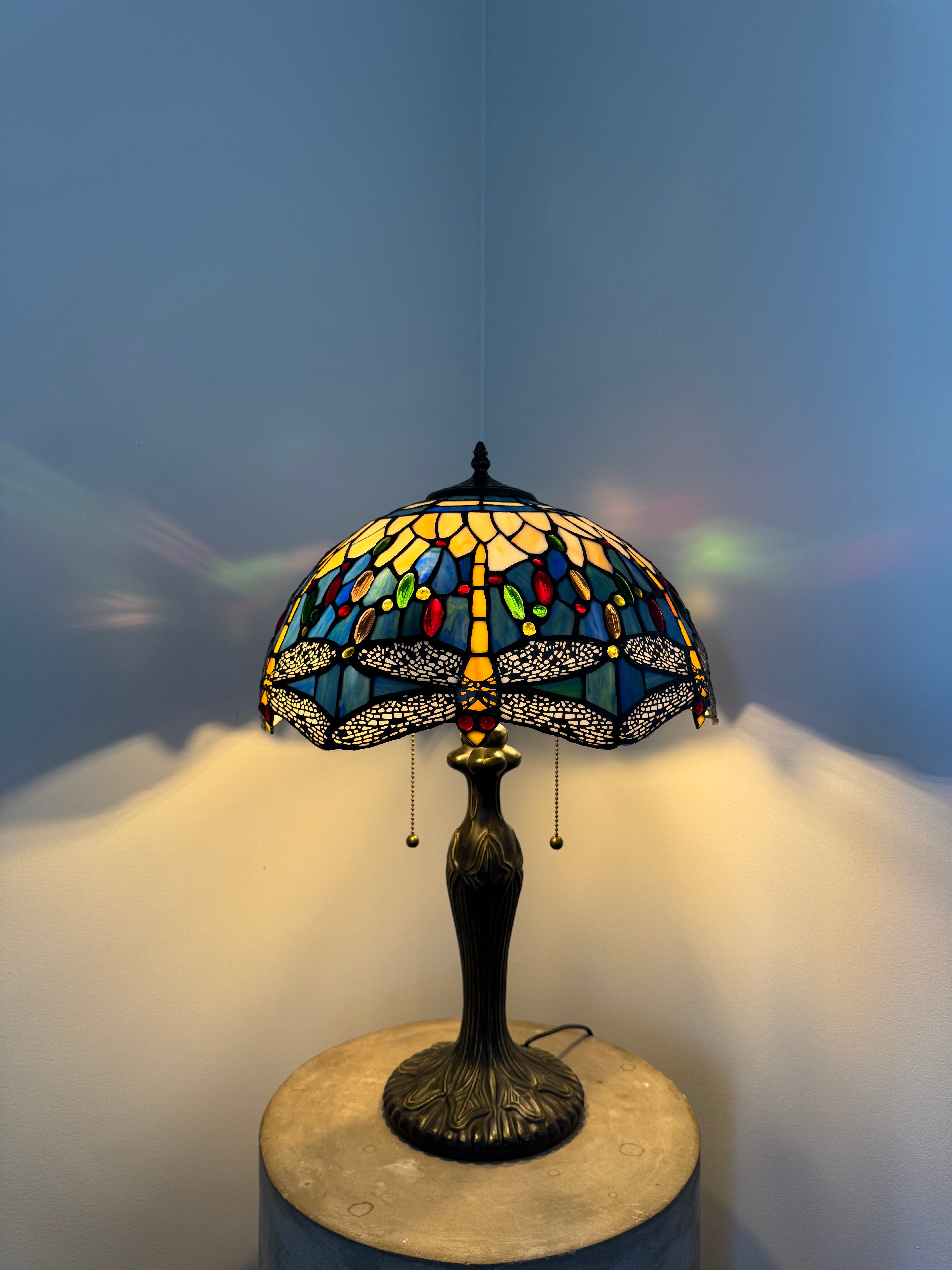 Tiffany Bordslampa Dragonfly Blue Ice 40Ø