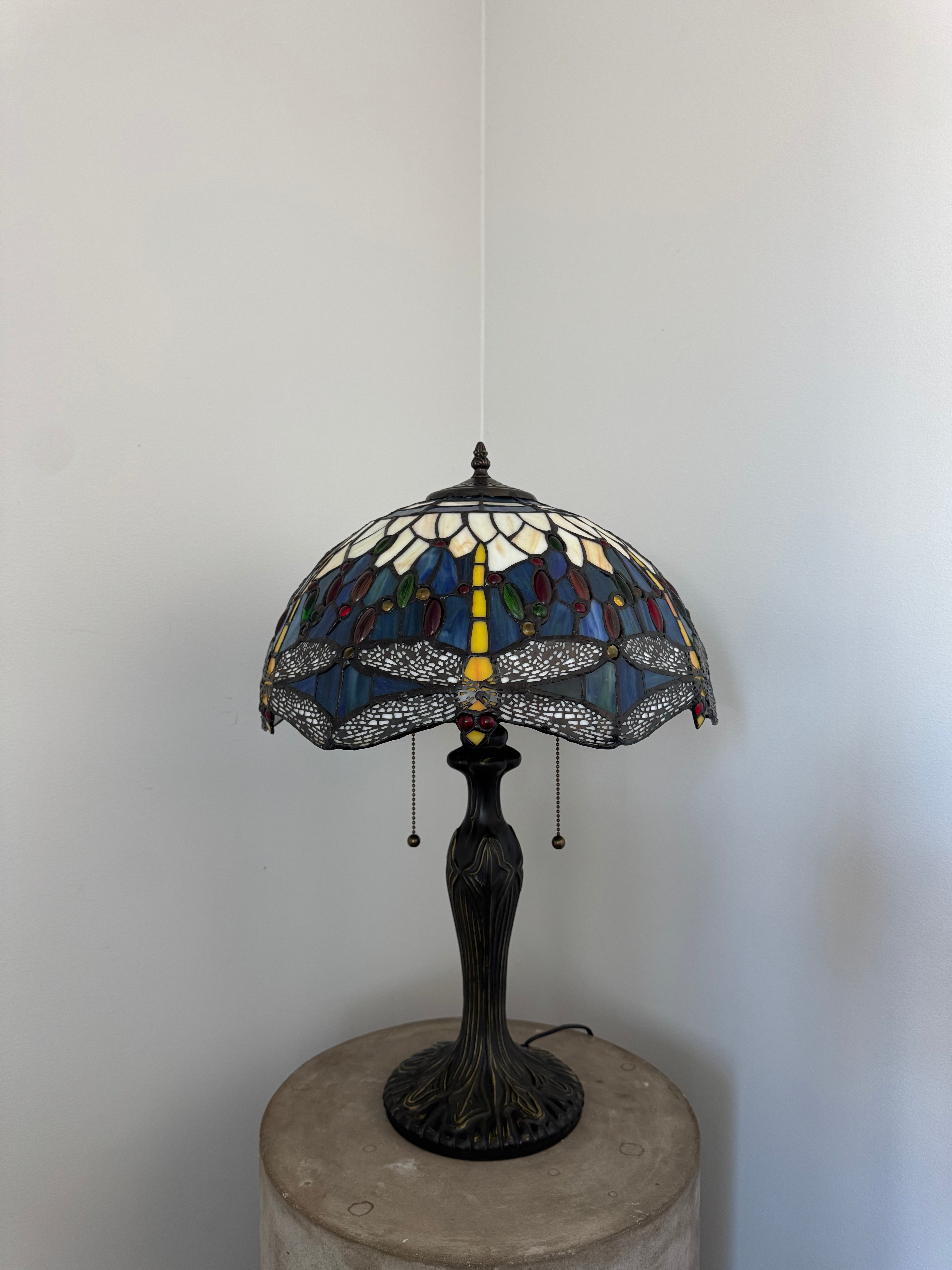 Tiffany Bordslampa Dragonfly Blue Ice 40Ø