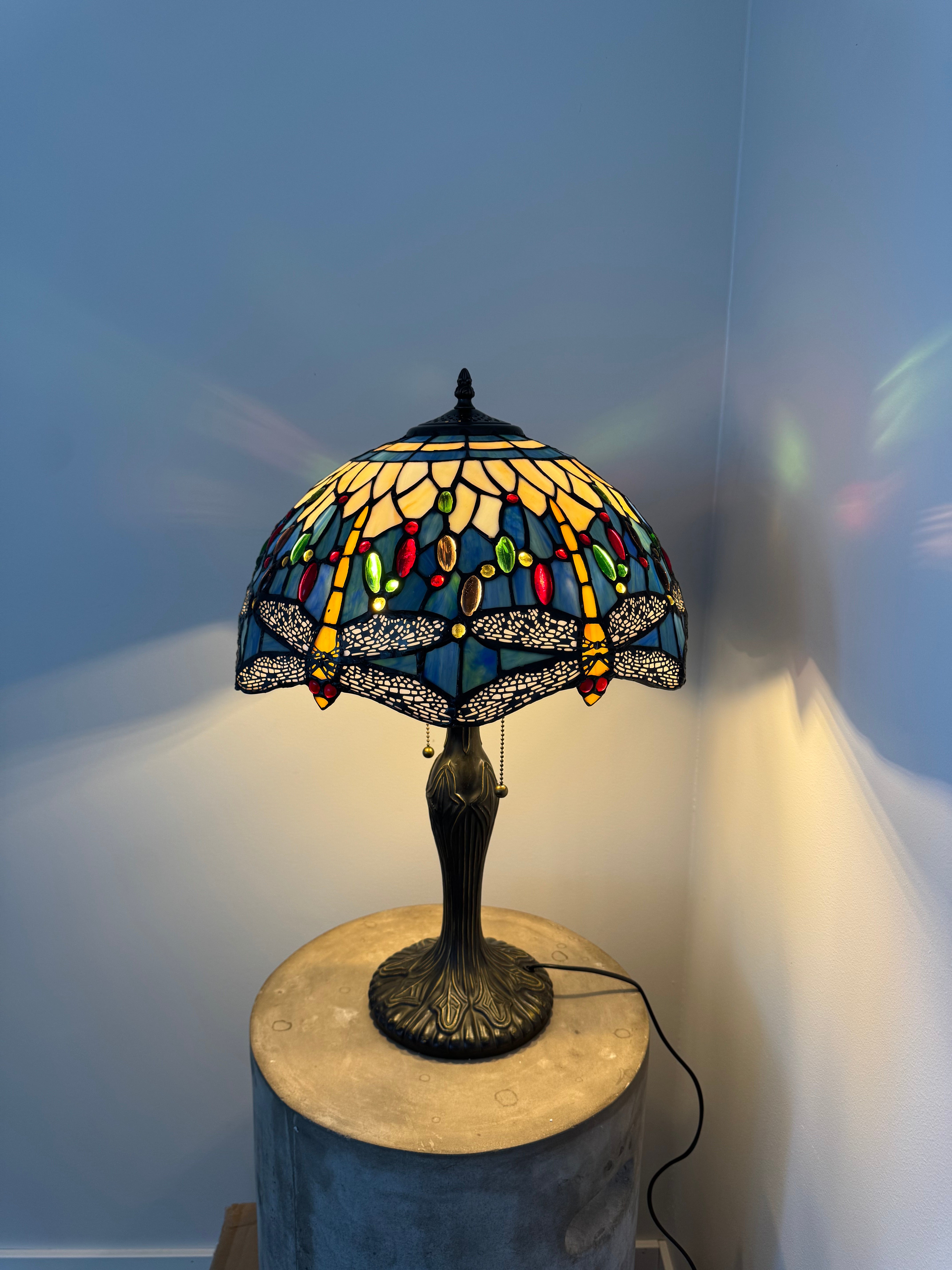Tiffany Bordslampa Dragonfly Blue Ice 40Ø