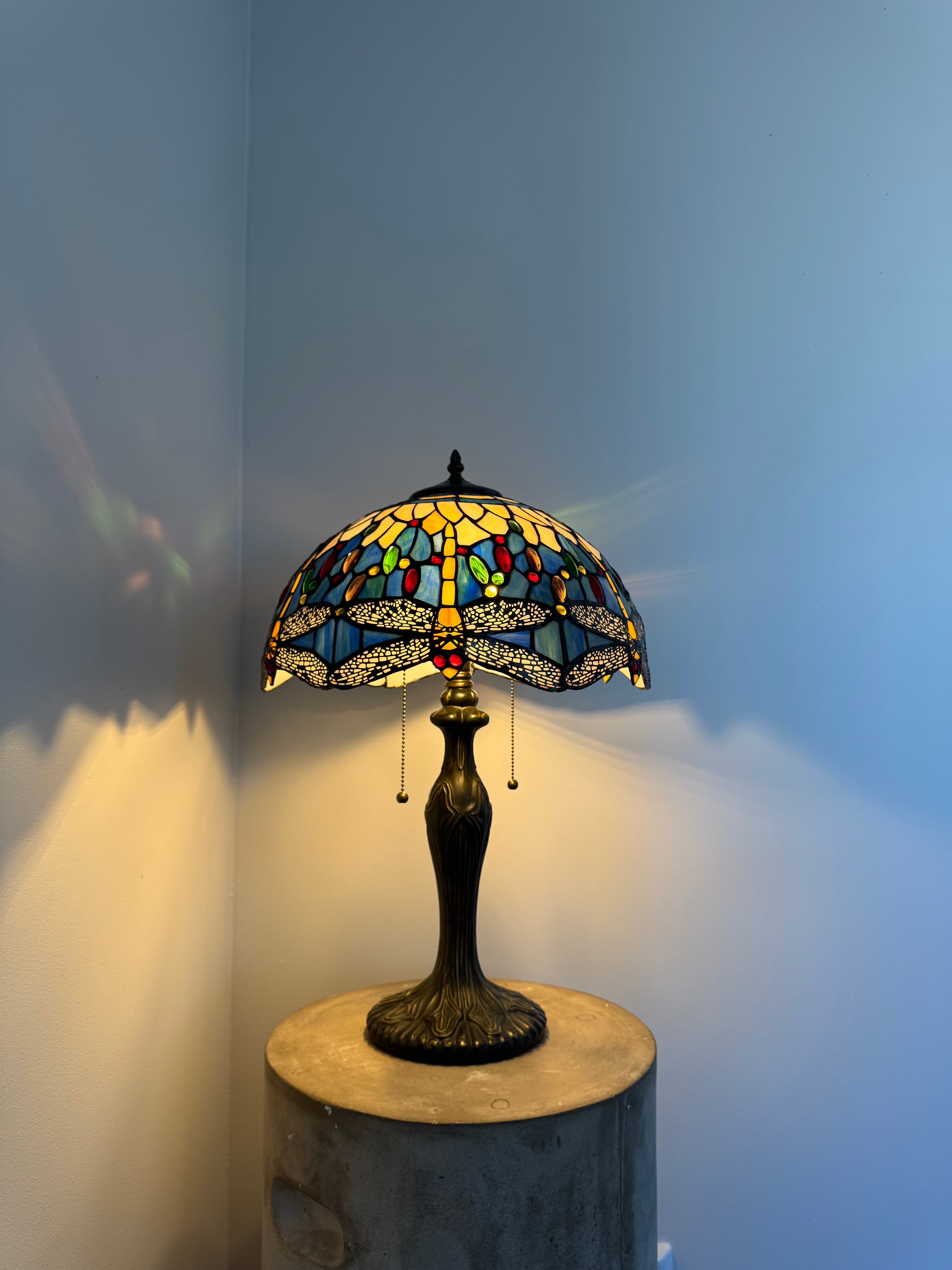 Tiffany Bordslampa Dragonfly Blue Ice 40Ø