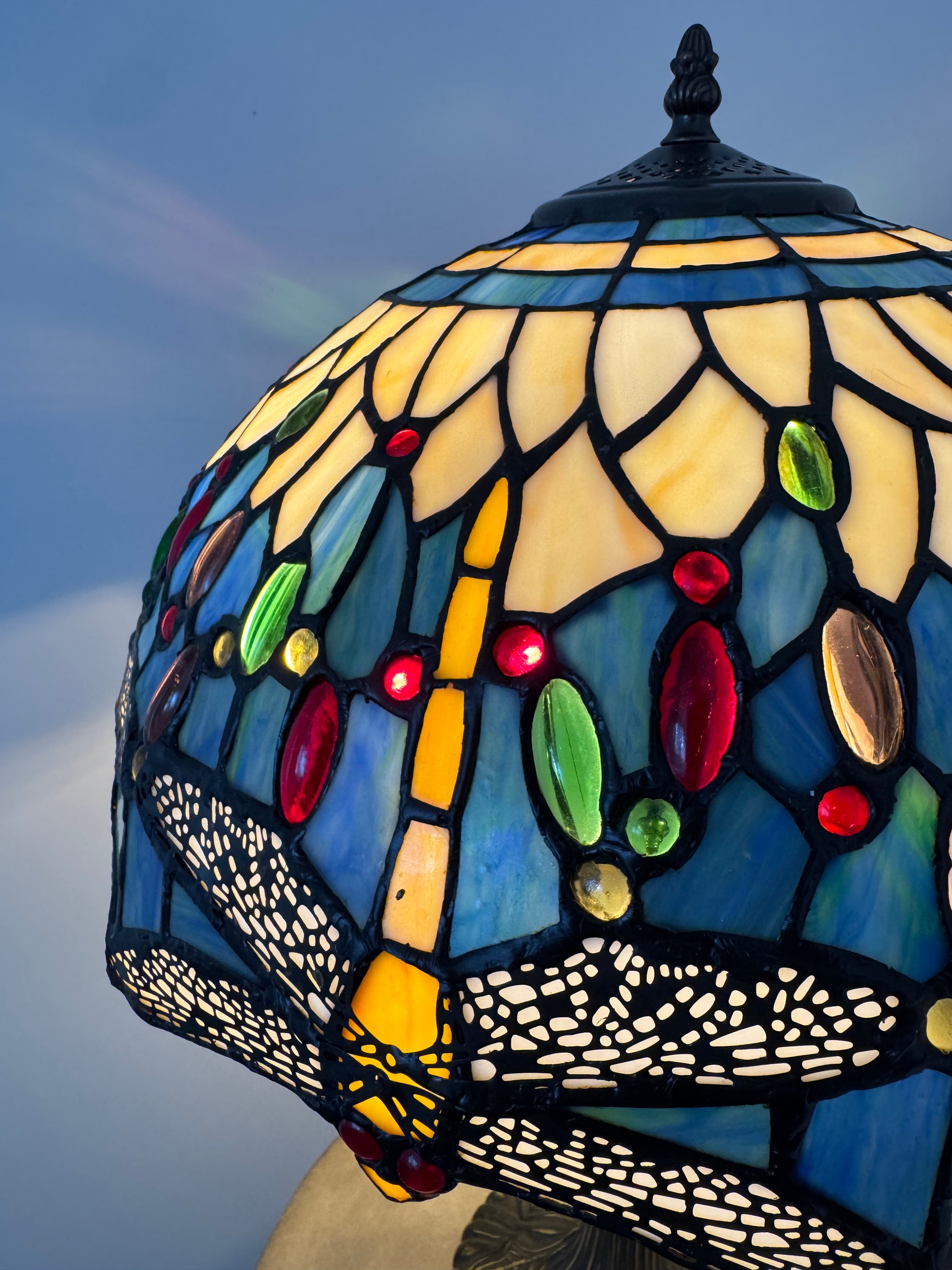 Tiffany Bordslampa Dragonfly Blue Ice 40Ø
