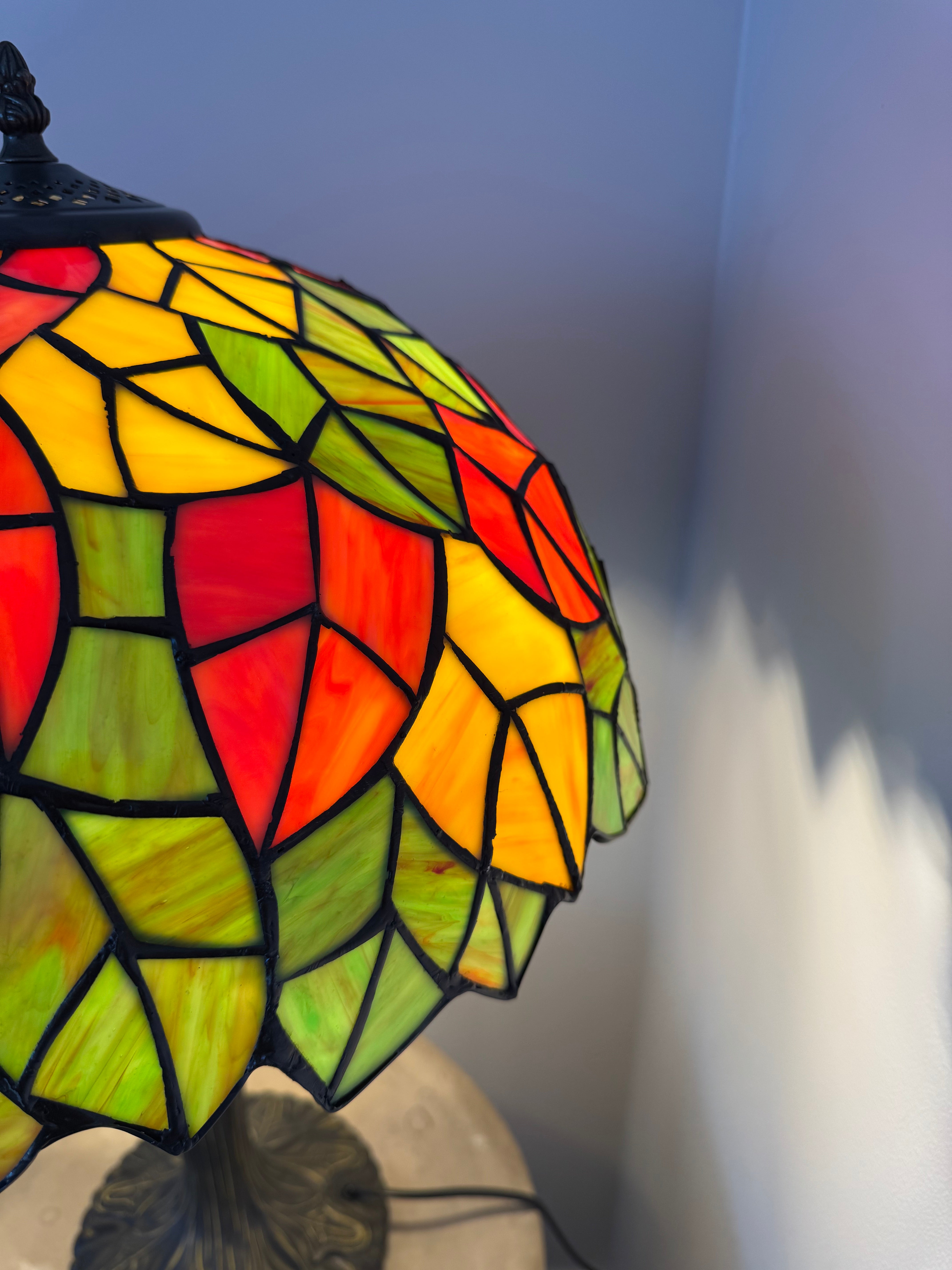 Tiffany Bordslampa Leaves Autumn Glow 40Ø