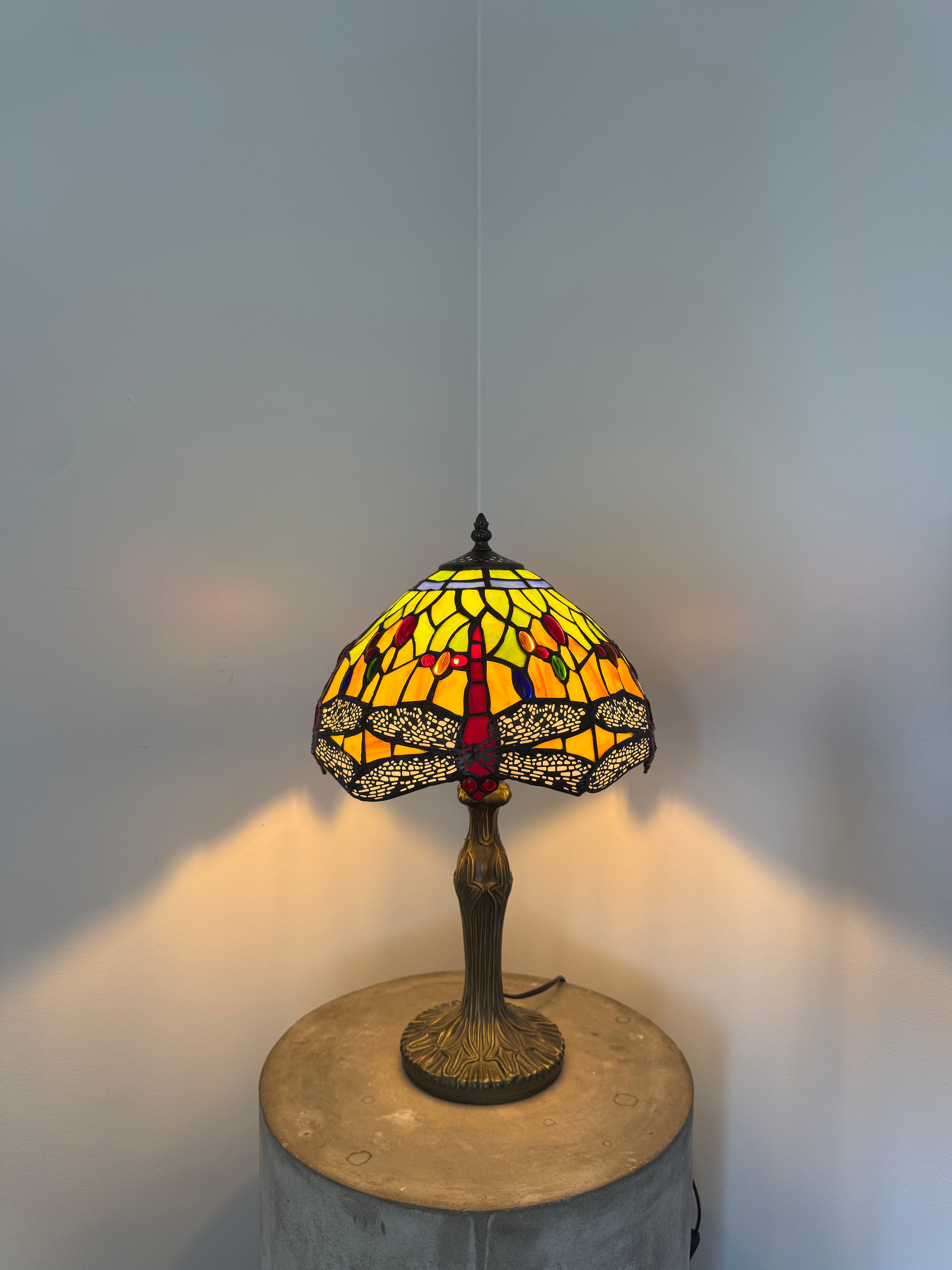 Tiffany Bordslampa Dragonfly Yellow Forest 30Ø