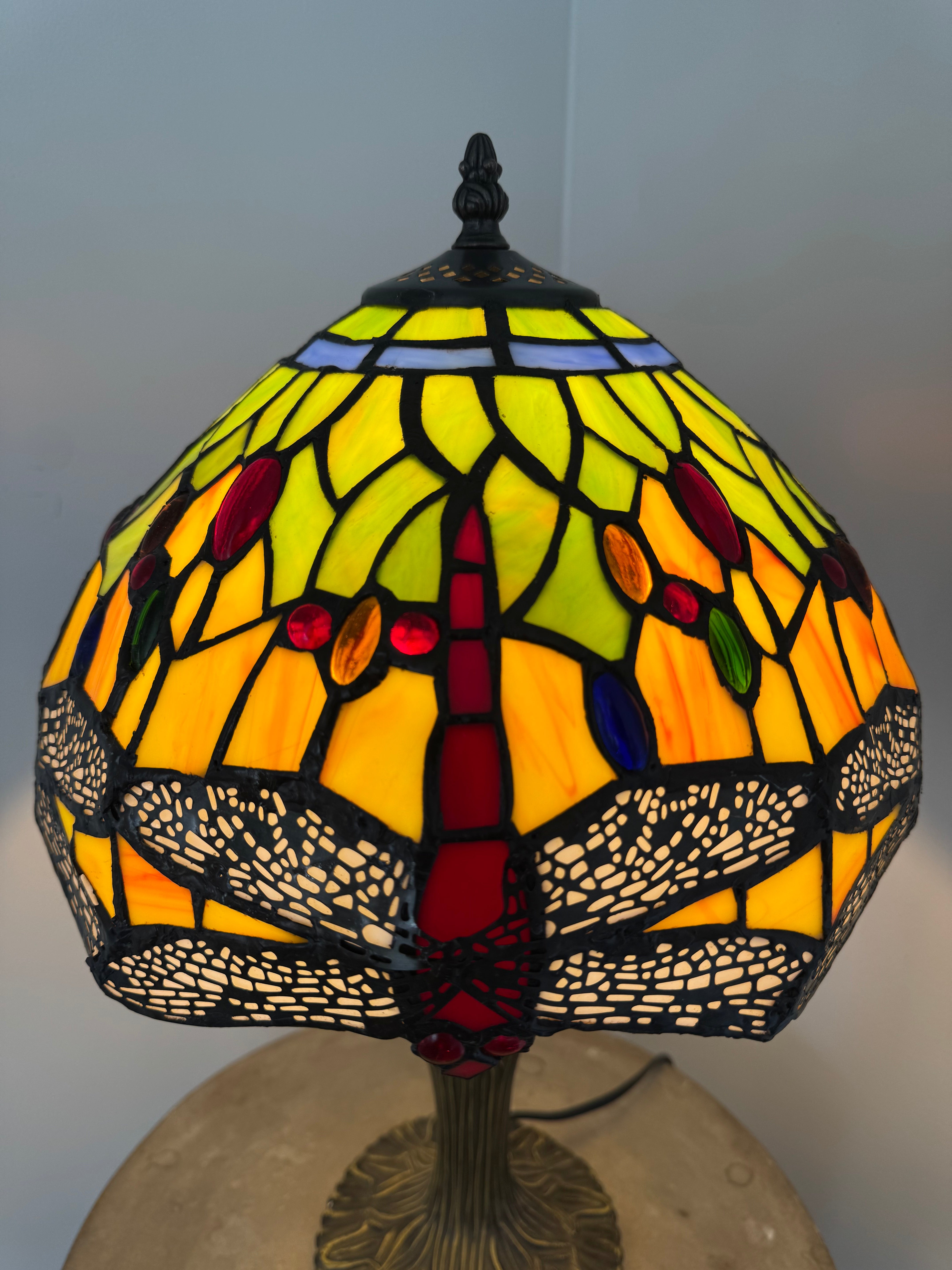 Tiffany Bordslampa Dragonfly Yellow Forest 30Ø