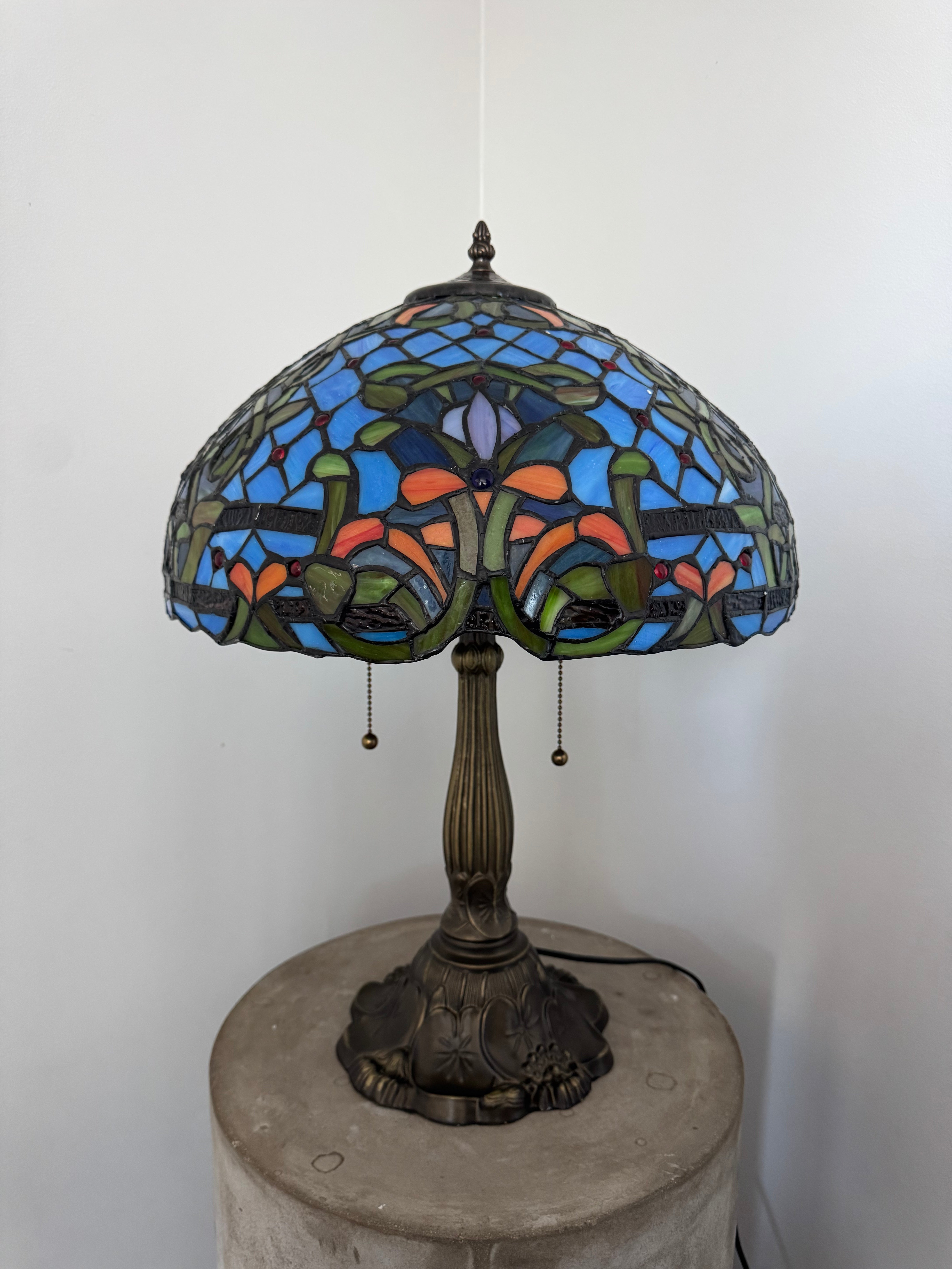 Tiffany Bordslampa Geometric Blue Barrock 40Ø