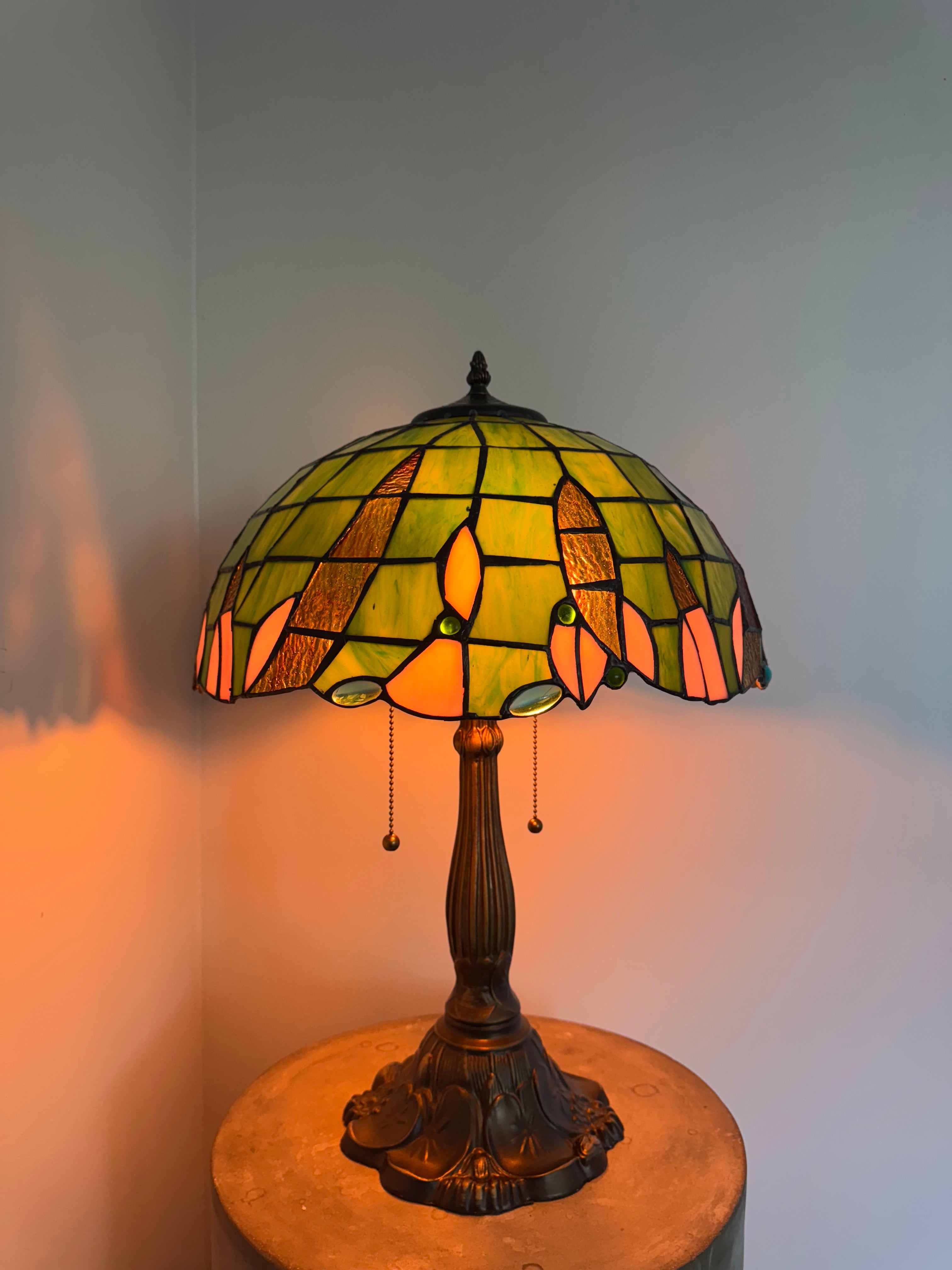 Tiffany Bordslampa Geometric Green Bulbs 40Ø