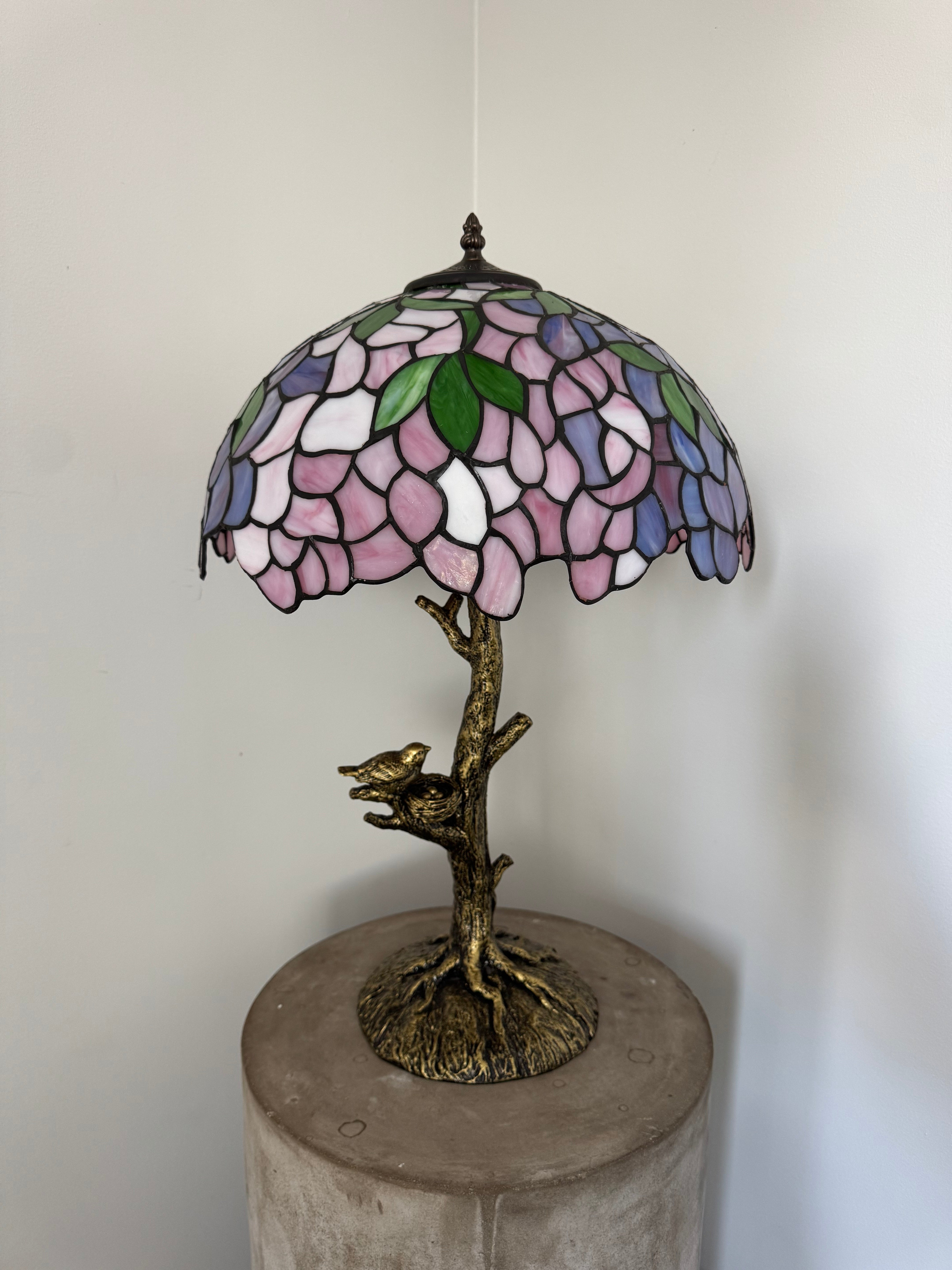Tiffany Bordslampa Leaves Pink & Purple 40Ø