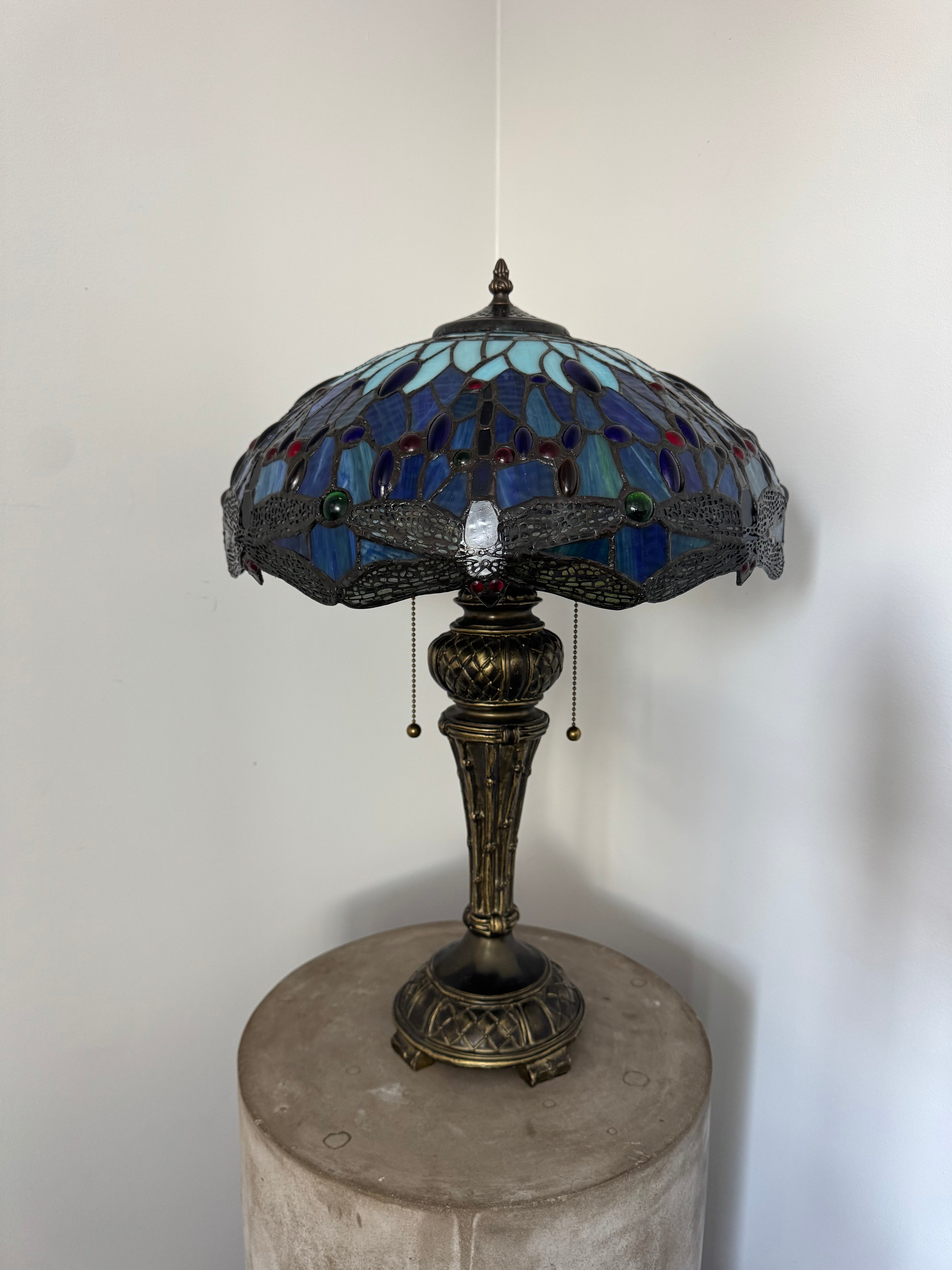 Tiffany Bordslampa Dragonfly Blue Mint 40Ø