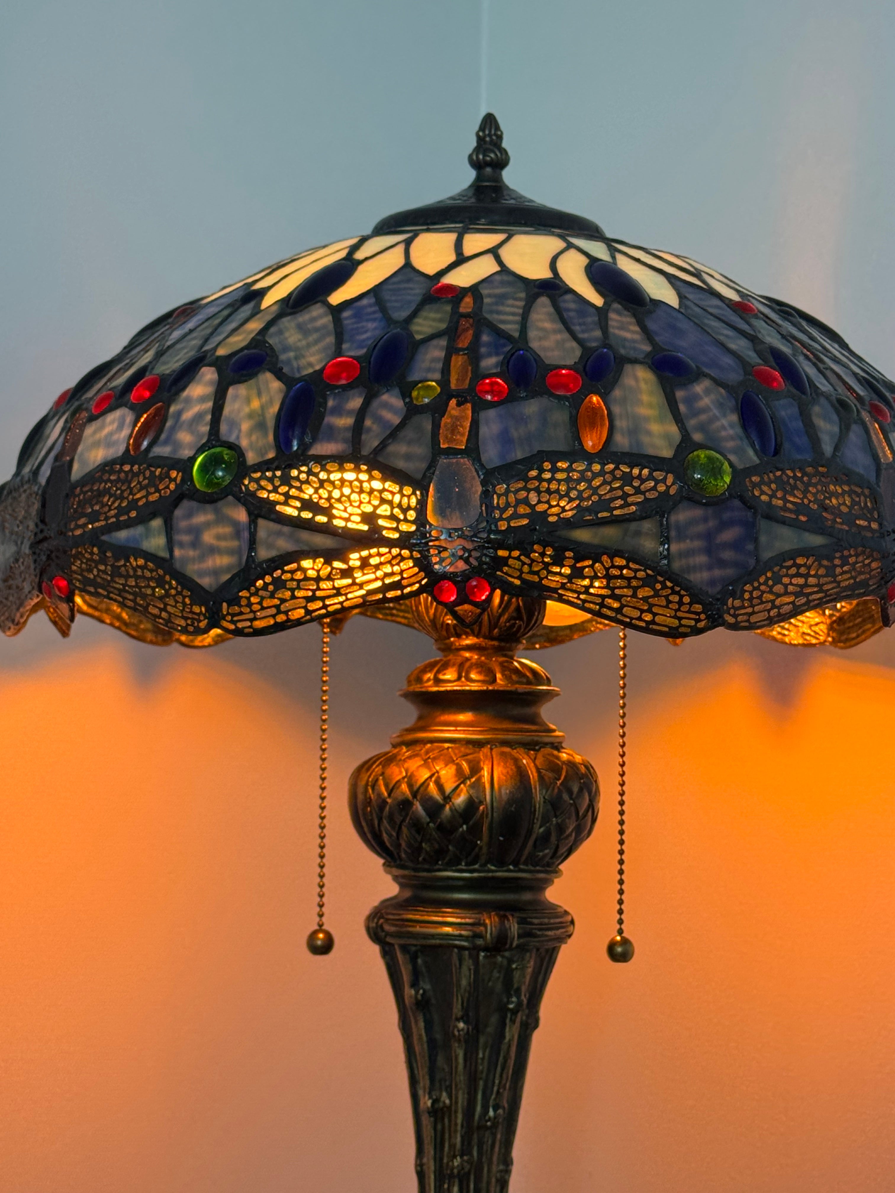 Tiffany Bordslampa Dragonfly Blue Mint 40Ø