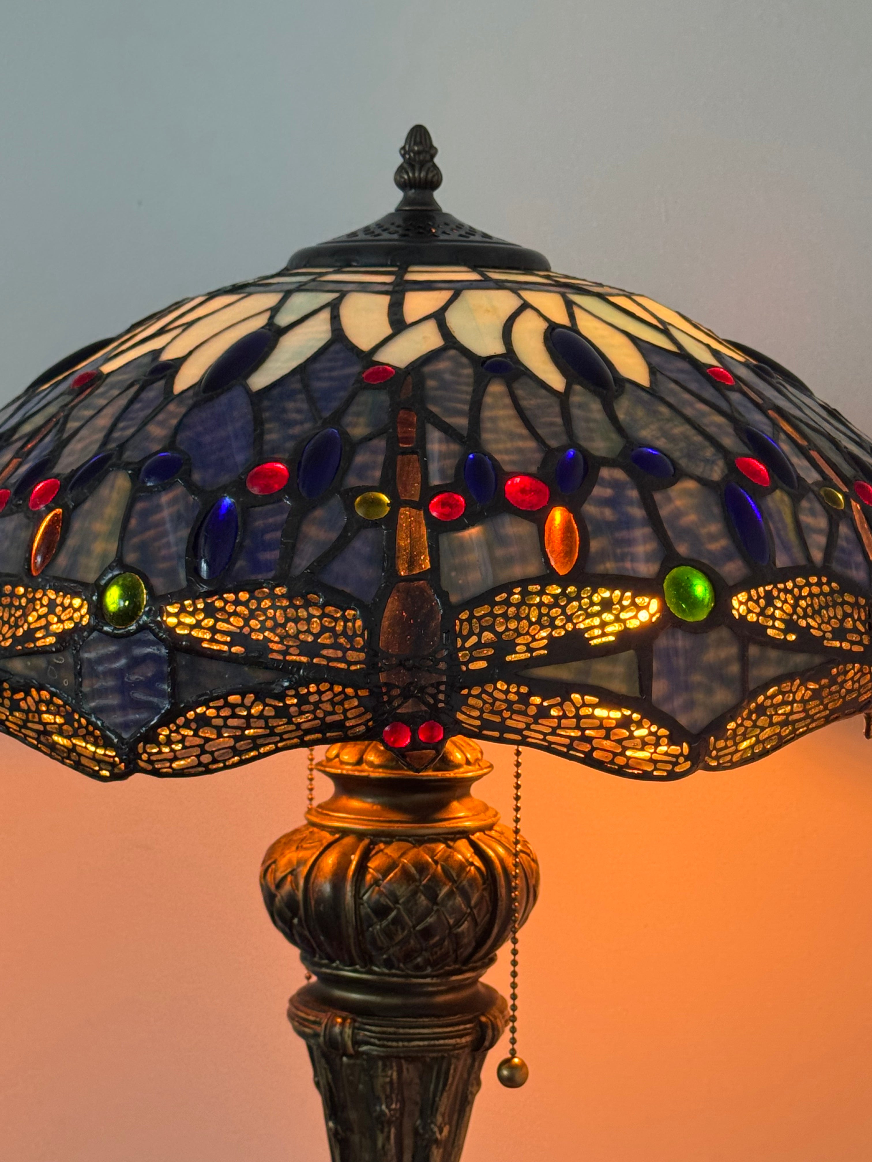 Tiffany Bordslampa Dragonfly Blue Mint 40Ø