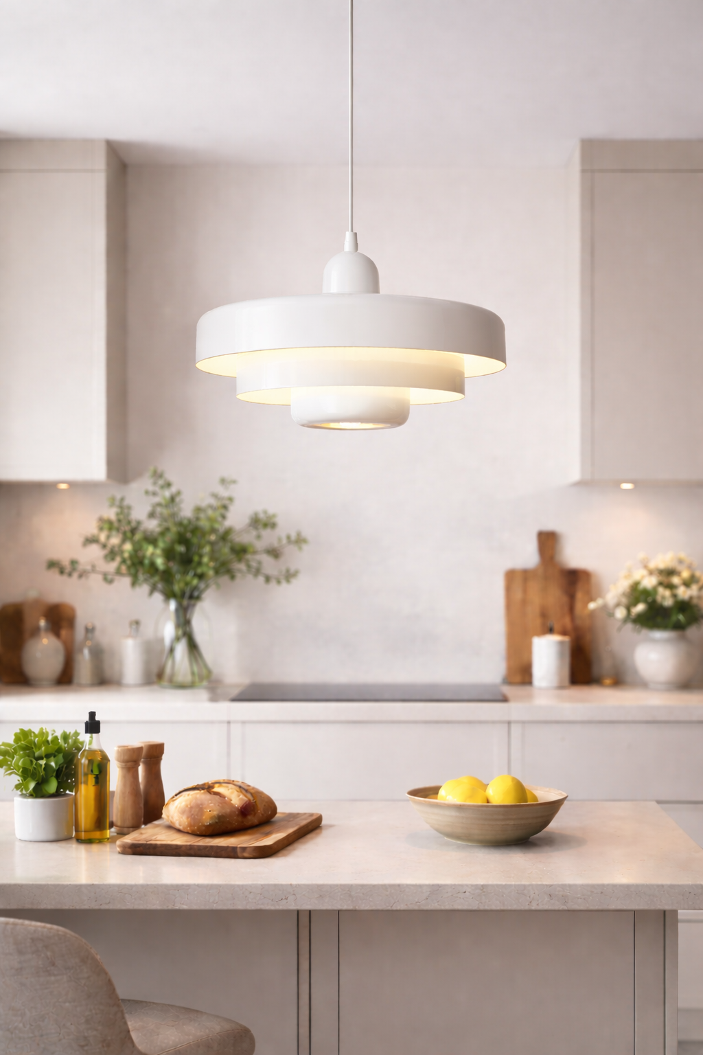 Taklampa Mid-Century Vit